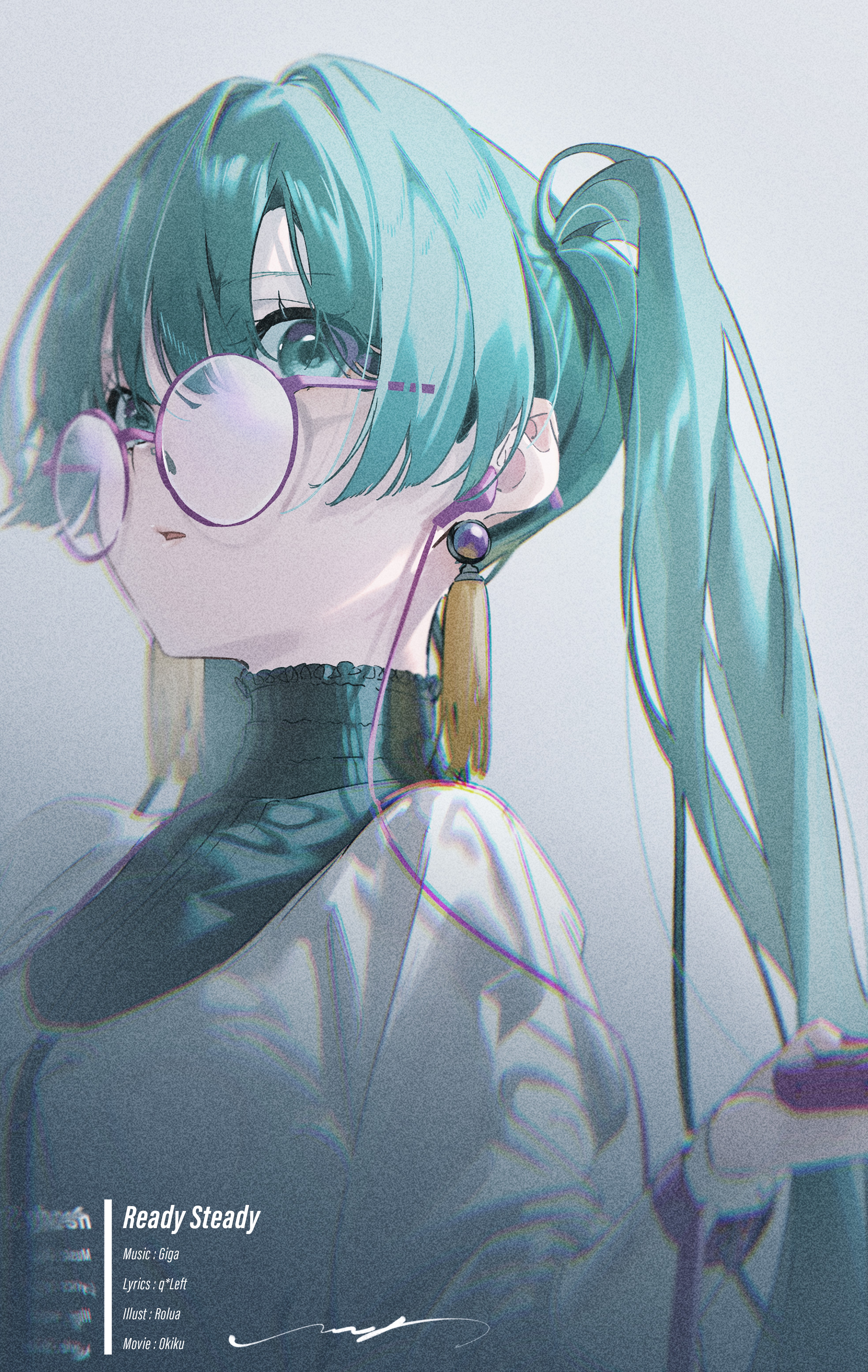 Hatsune Miku from Vocaloid wearing glasses and headphones HD Phone Wallpaper