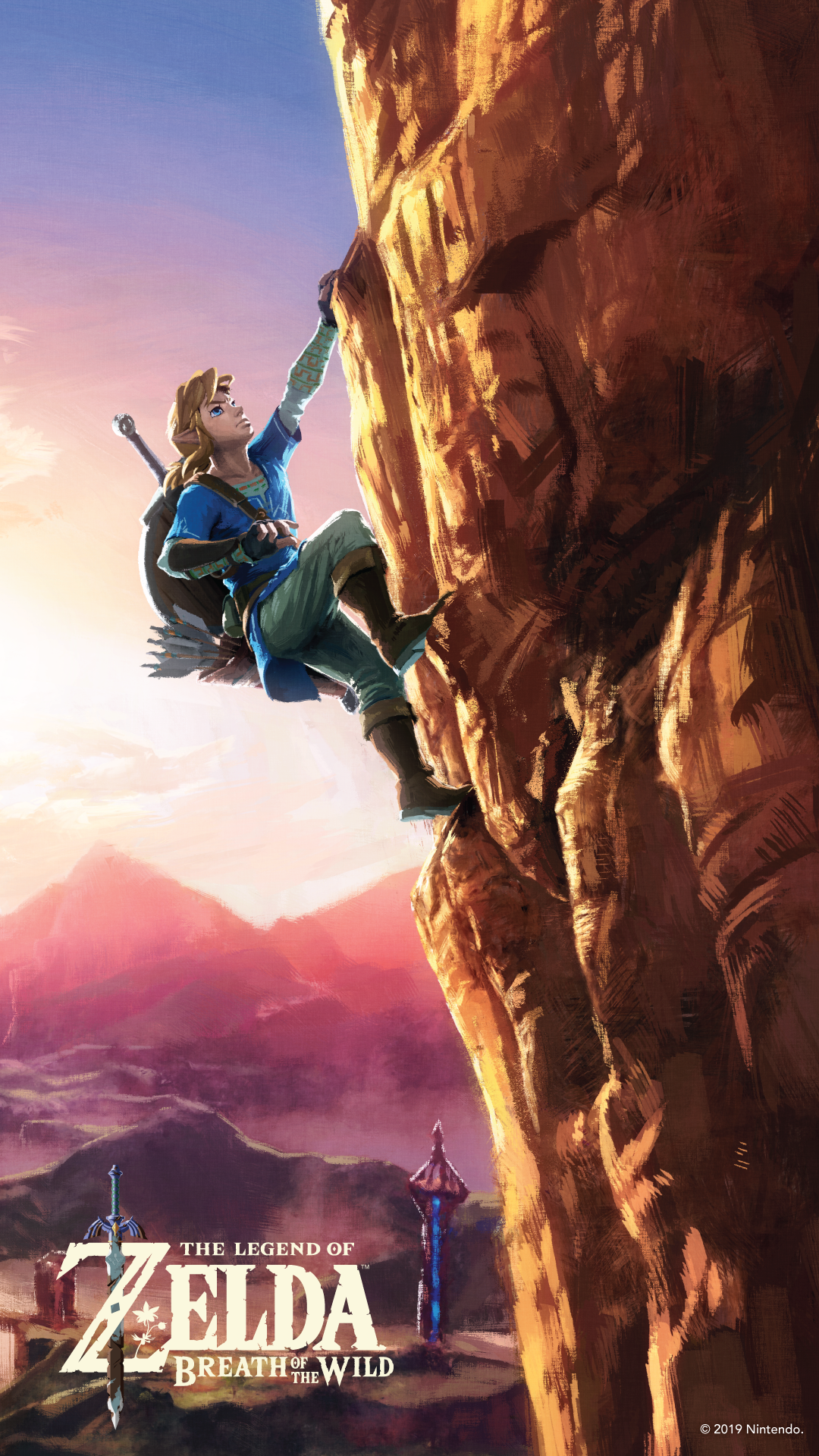 Link climbing a cliff in The Legend of Zelda: Breath of the Wild HD Phone Wallpaper