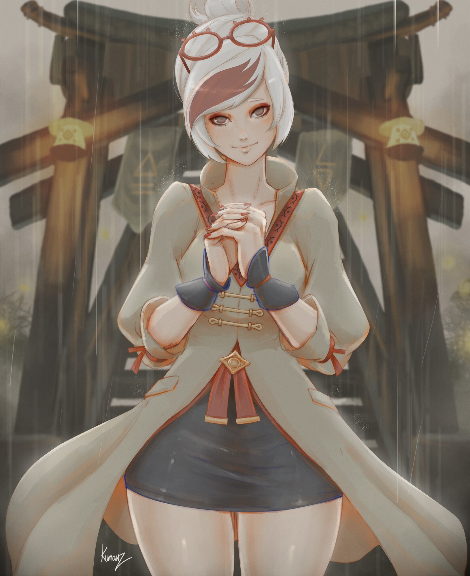Fantasy girl in rain HD Phone Wallpaper