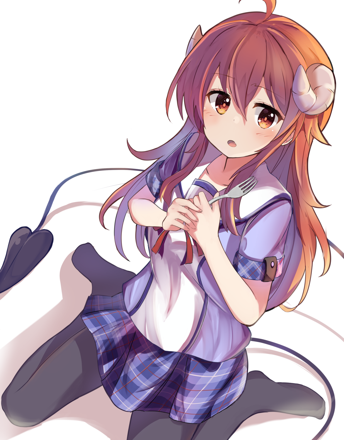 Yuko Yoshida from Machikado Mazoku holding a fork HD Phone Wallpaper