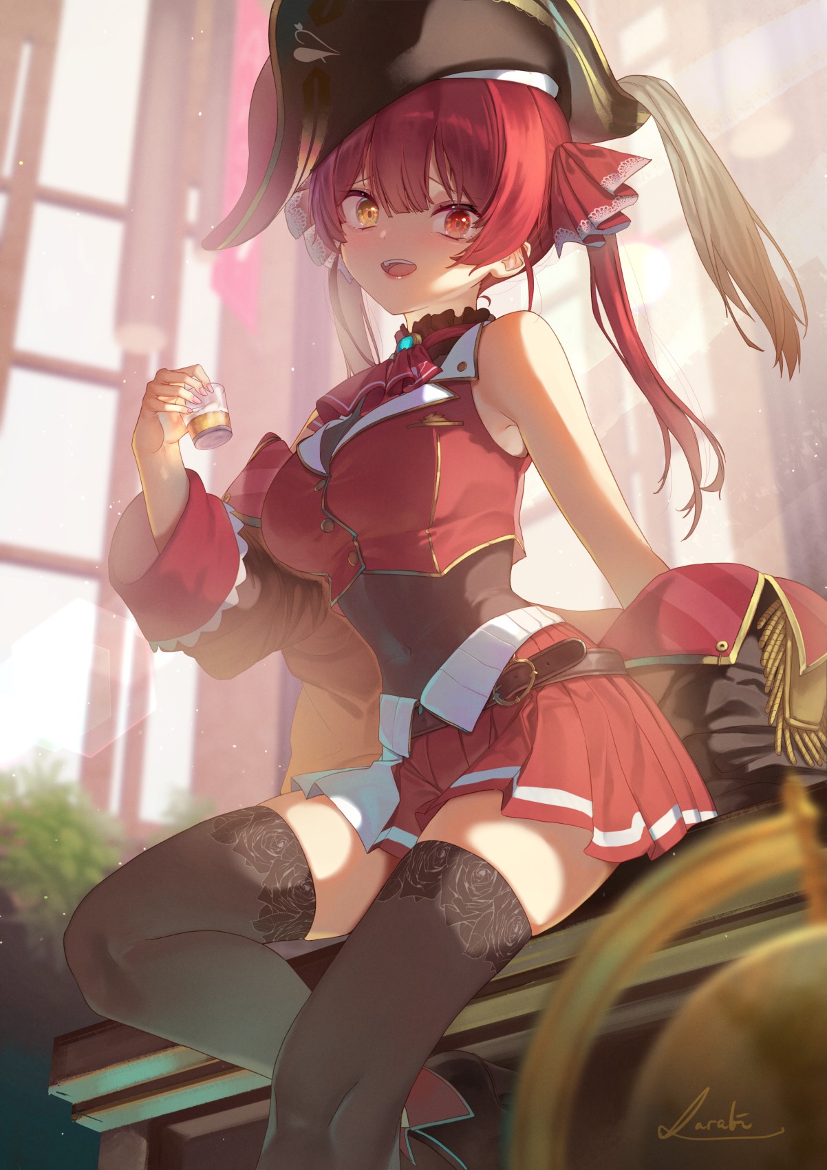 Houshou Marine from Hololive, a pirate anime girl HD Phone Wallpaper