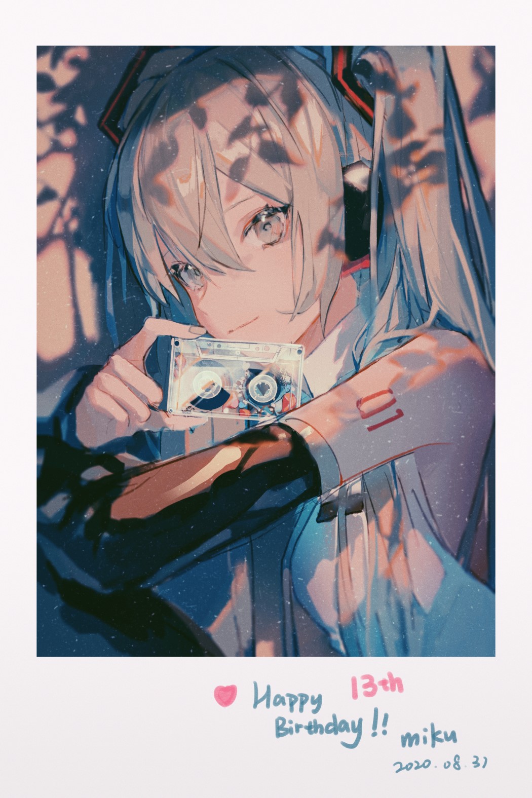 Hatsune Miku holding a cassette tape HD Phone Wallpaper