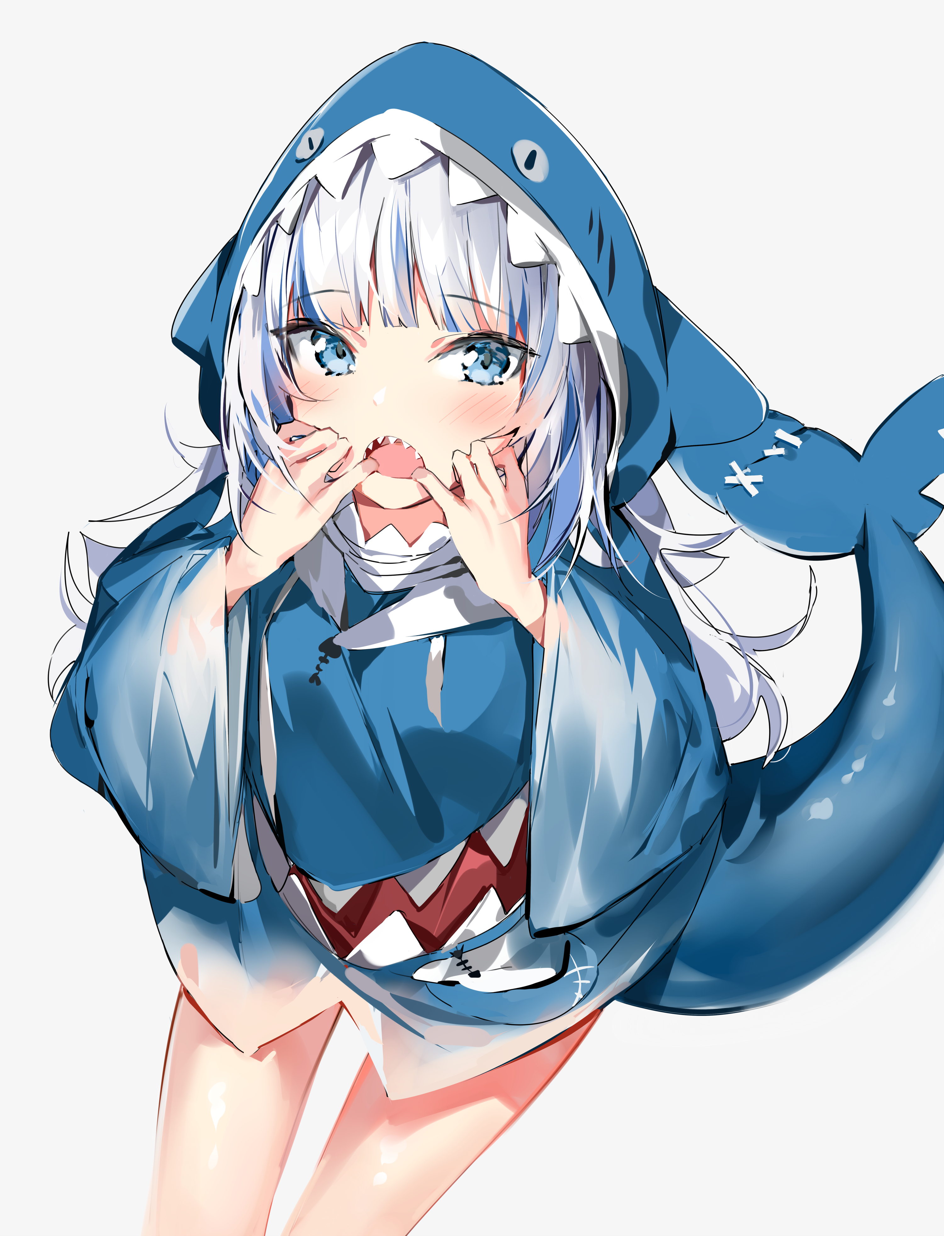 Gawr Gura from Hololive wearing a shark hoodie HD Phone Wallpaper