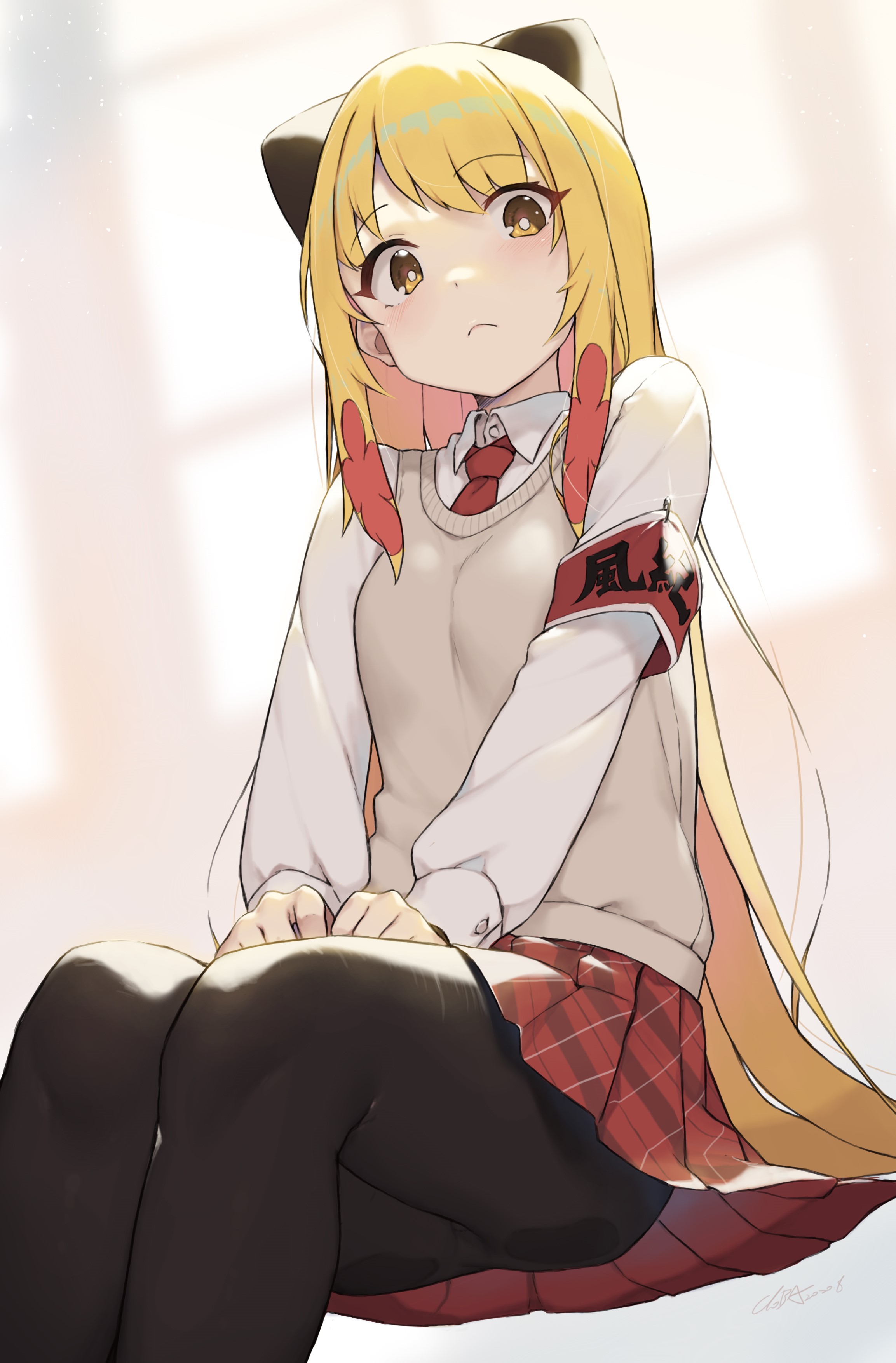 Anime girl with blonde hair and cat ears HD Phone Wallpaper