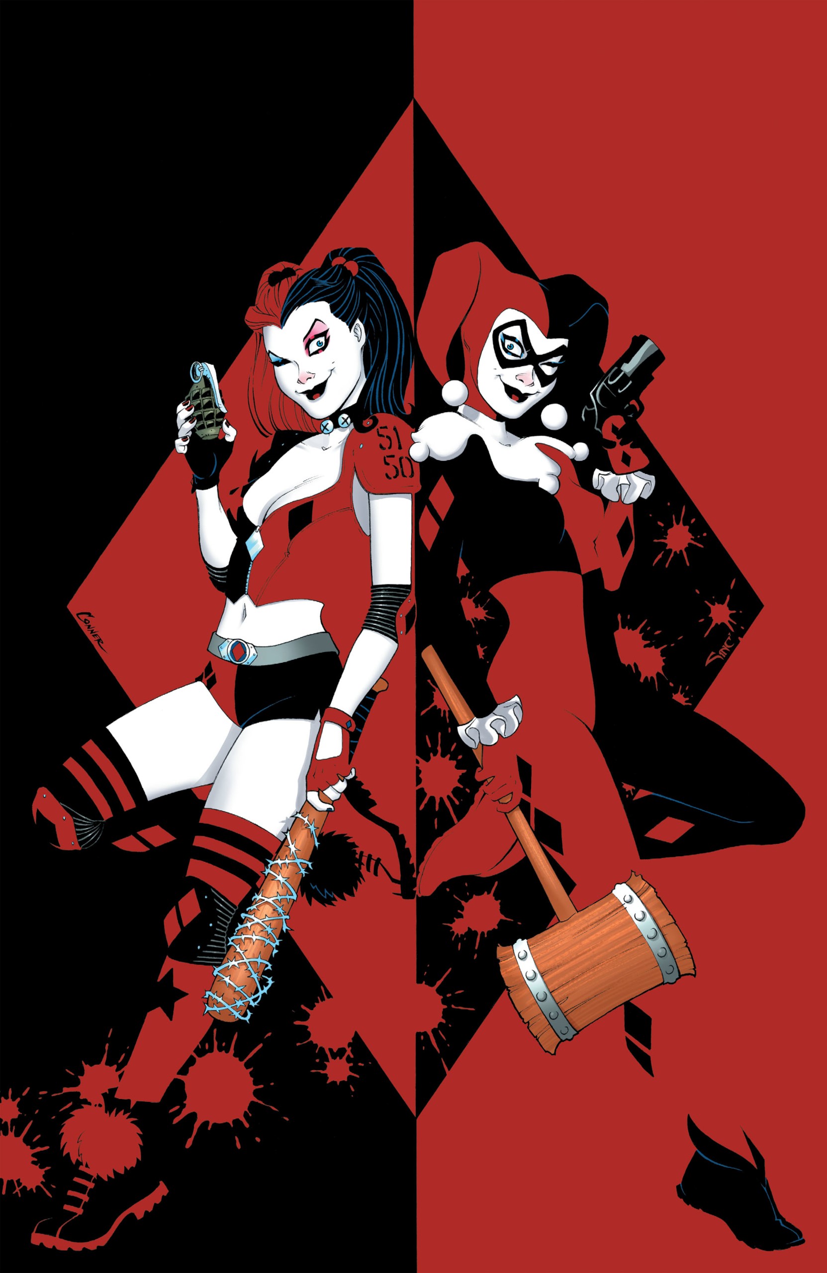 Harley Quinn from DC Comics with weapons HD Phone Wallpaper
