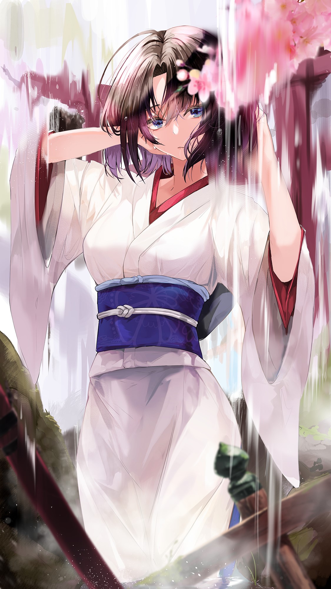 Ryougi Shiki from Kara no Kyoukai in a Kimono HD Phone Wallpaper