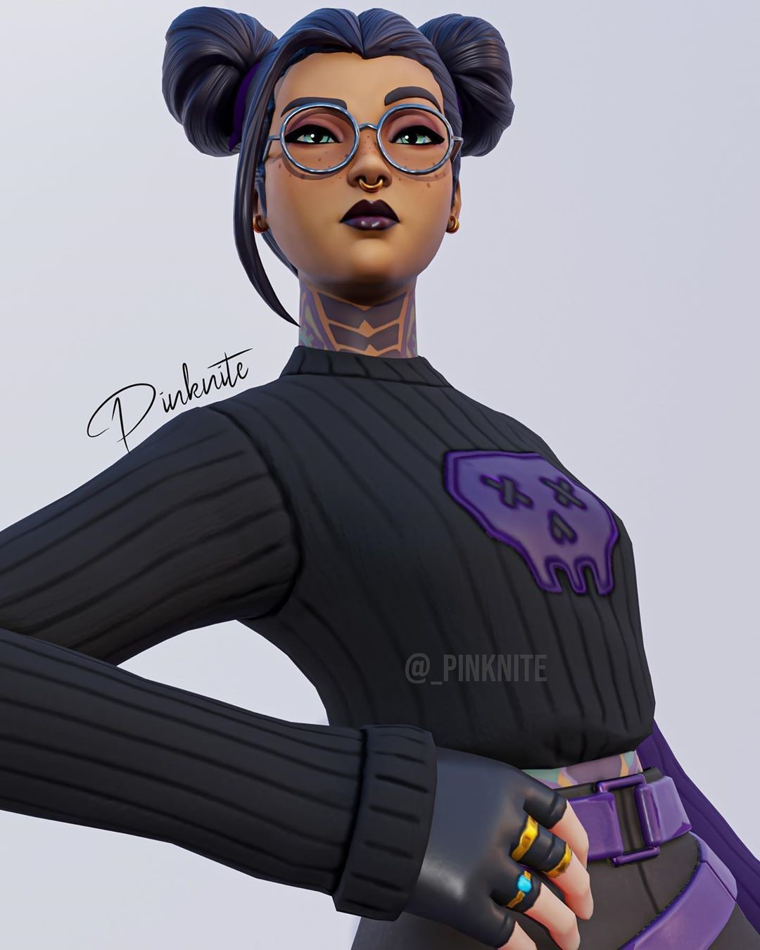 Fortnite Female Character with Purple Accents HD Phone Wallpaper