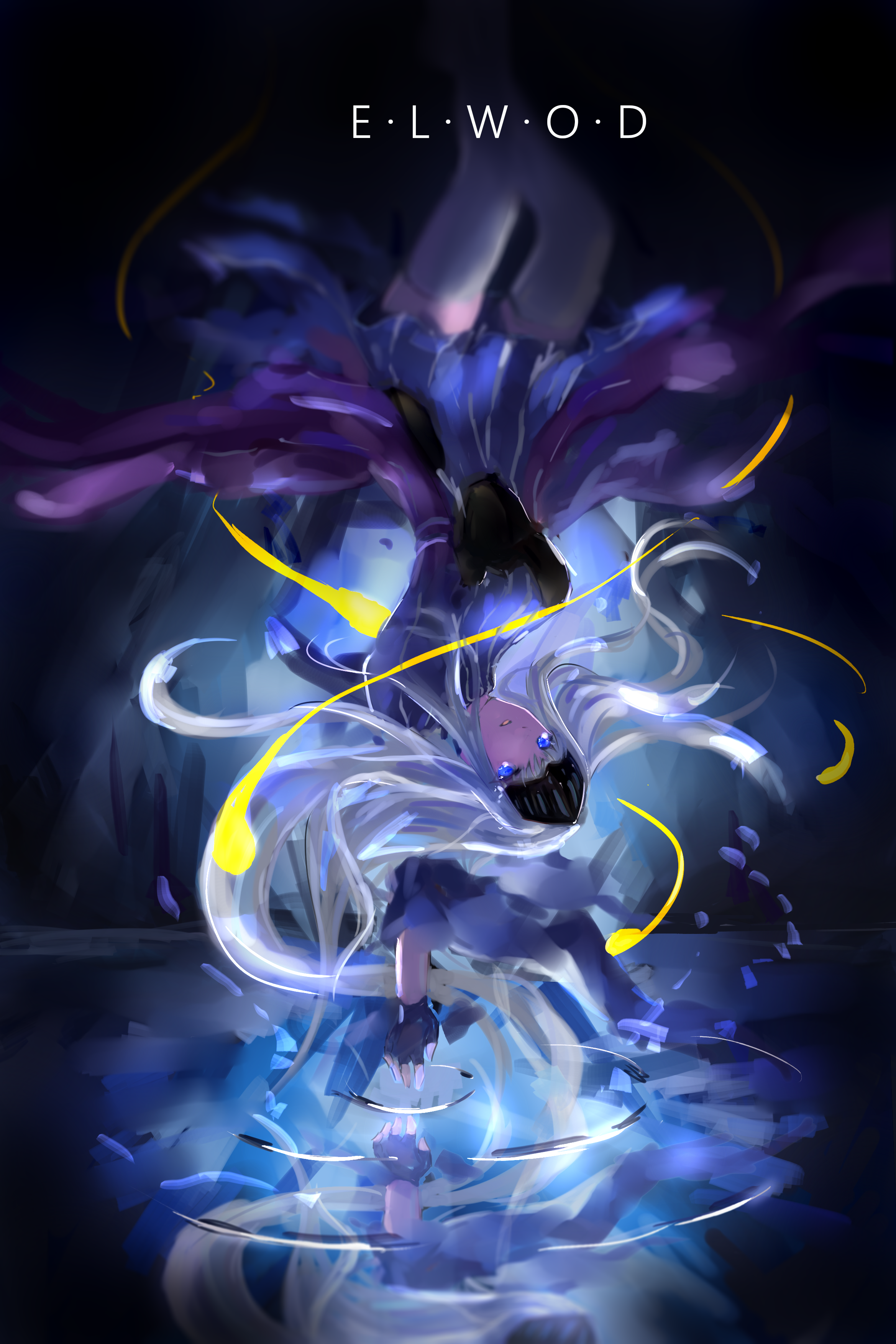 Anime artwork of a girl with silver hair and blue eyes HD Phone Wallpaper