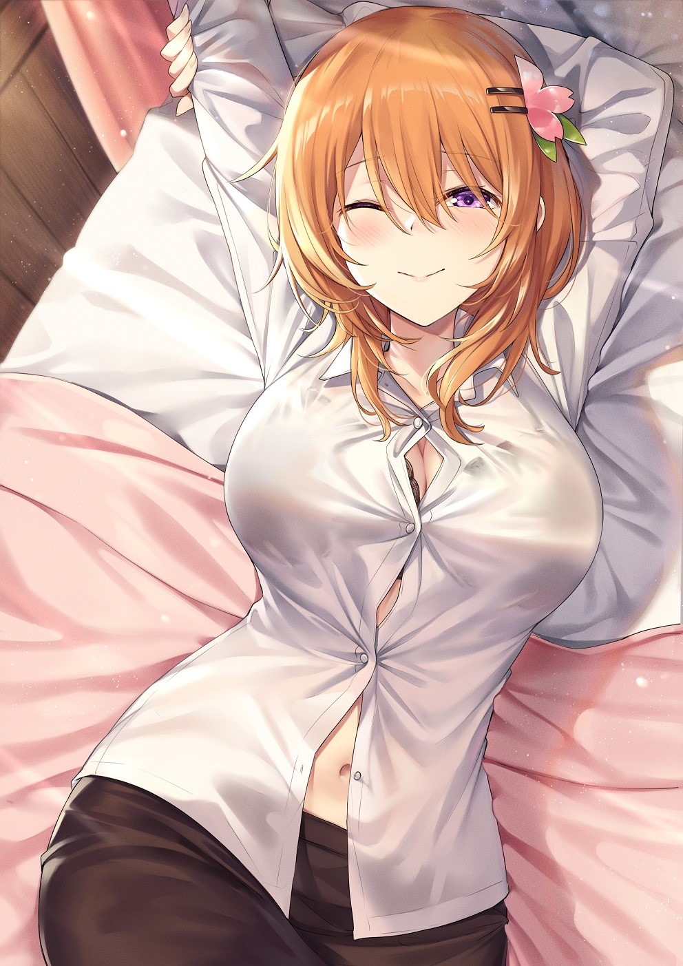 Hoto Kokoa from Gochuumon wa Usagi Desu ka? lying in bed HD Phone Wallpaper
