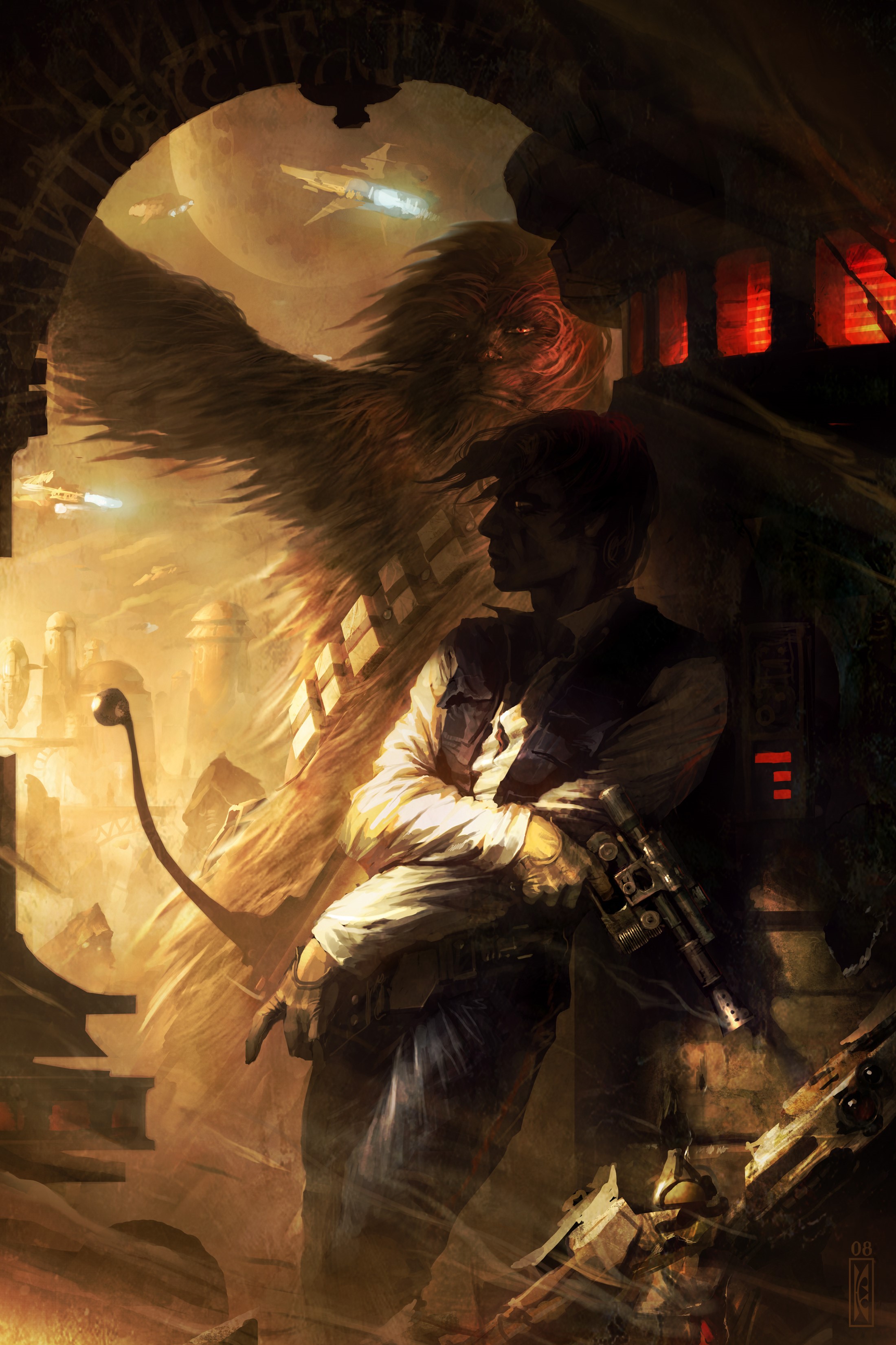 Han Solo and Chewbacca from Star Wars HD Phone Wallpaper