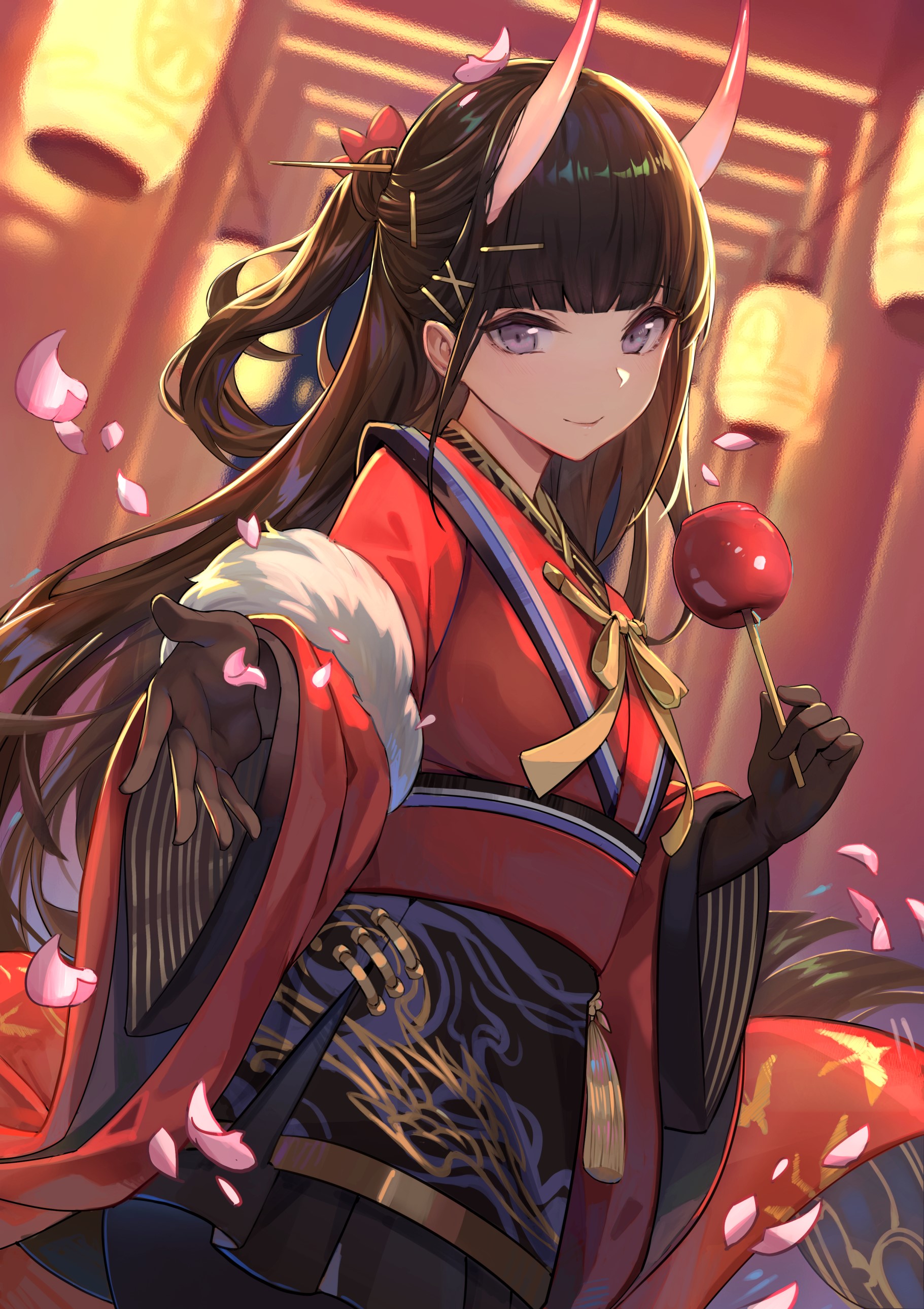 Noshiro from Azur Lane holding a candy apple HD Phone Wallpaper