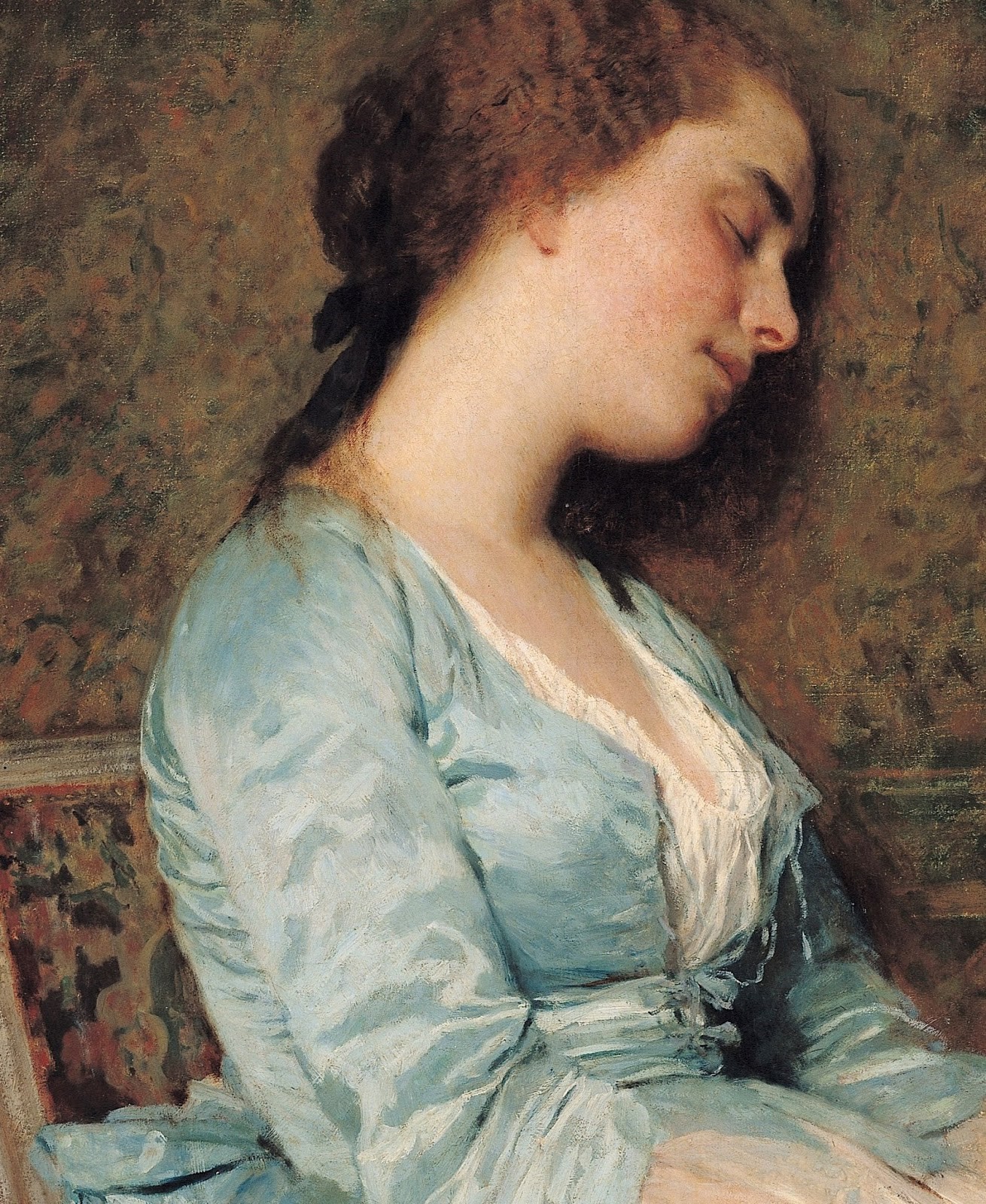 Portrait of a Woman in Blue by Charles Joshua Chaplin HD Phone Wallpaper
