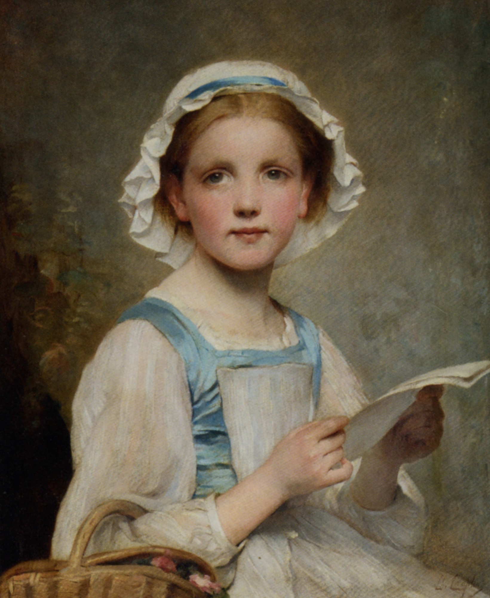 Portrait of a Young Girl Holding a Letter by Charles Joshua Chaplin HD Phone Wallpaper