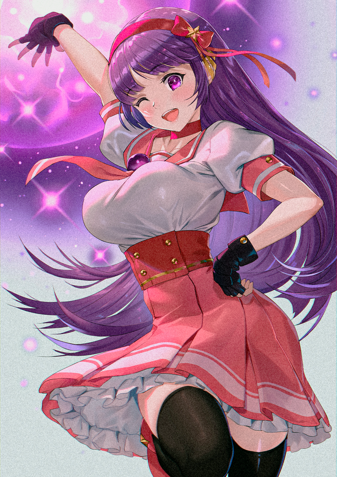 Athena Asamiya in Pink and Purple Outfit HD Phone Wallpaper