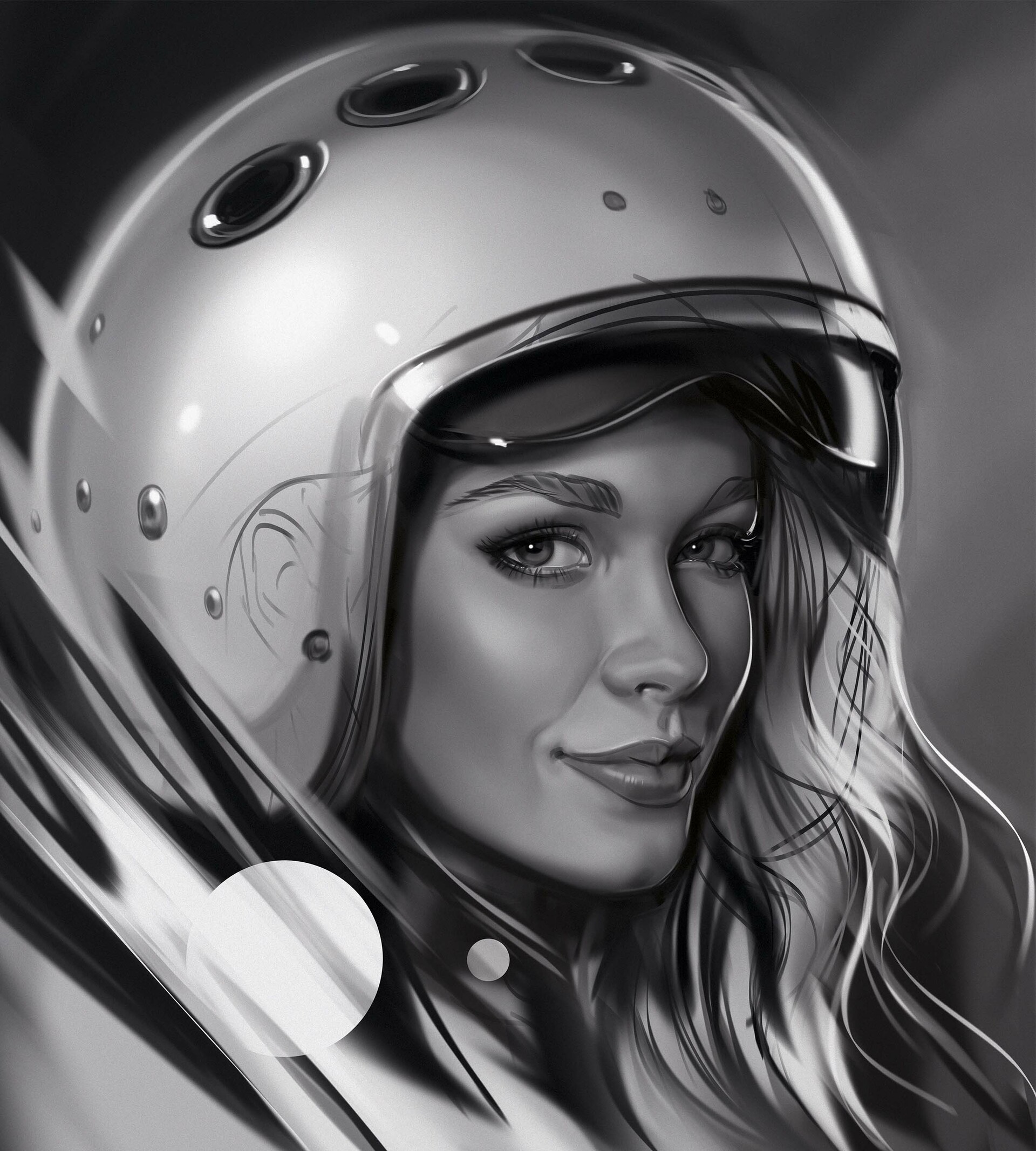 Woman wearing a retro helmet HD Phone Wallpaper