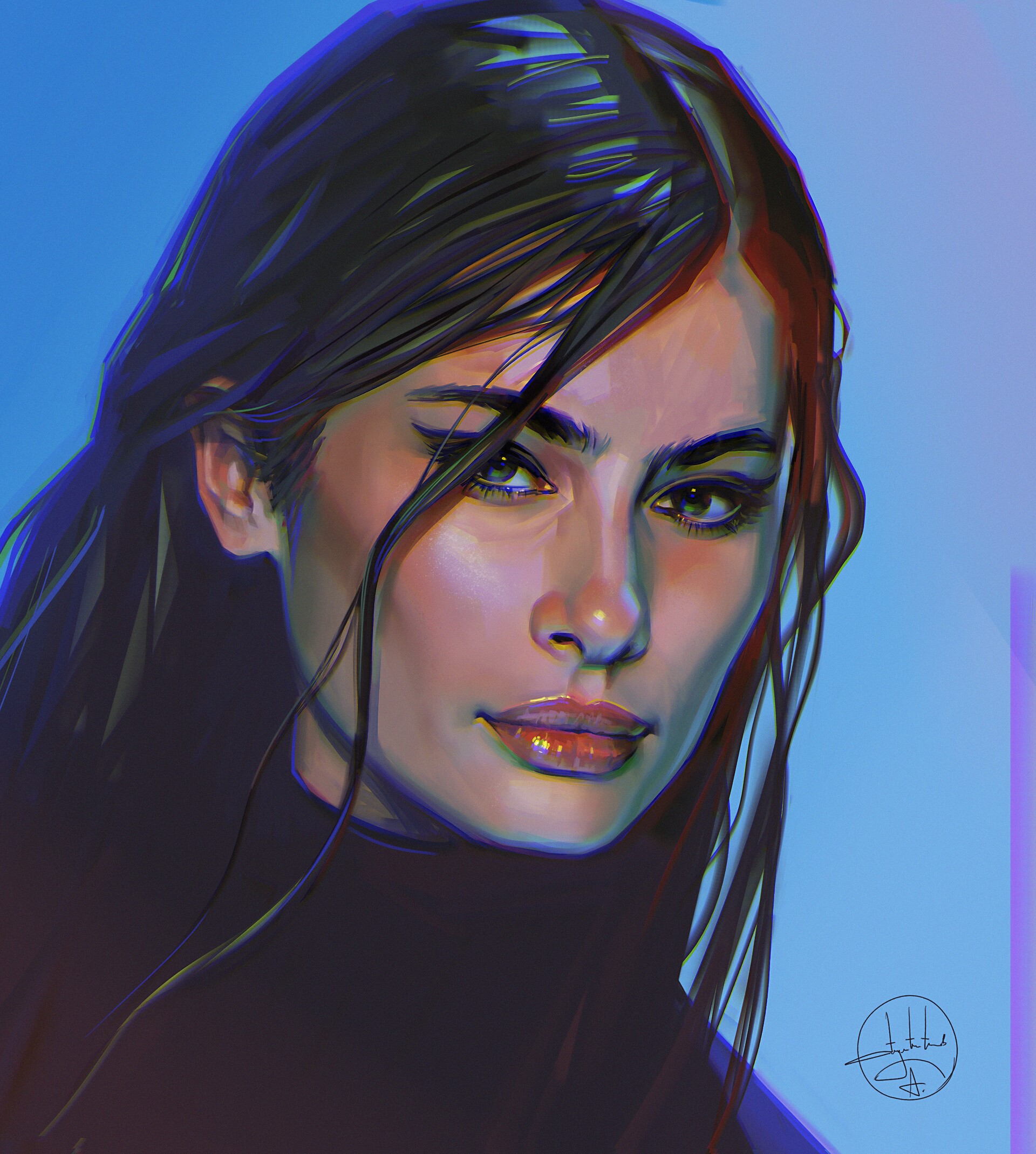 Woman with long dark hair by Aleksandr Sidelnikov HD Phone Wallpaper