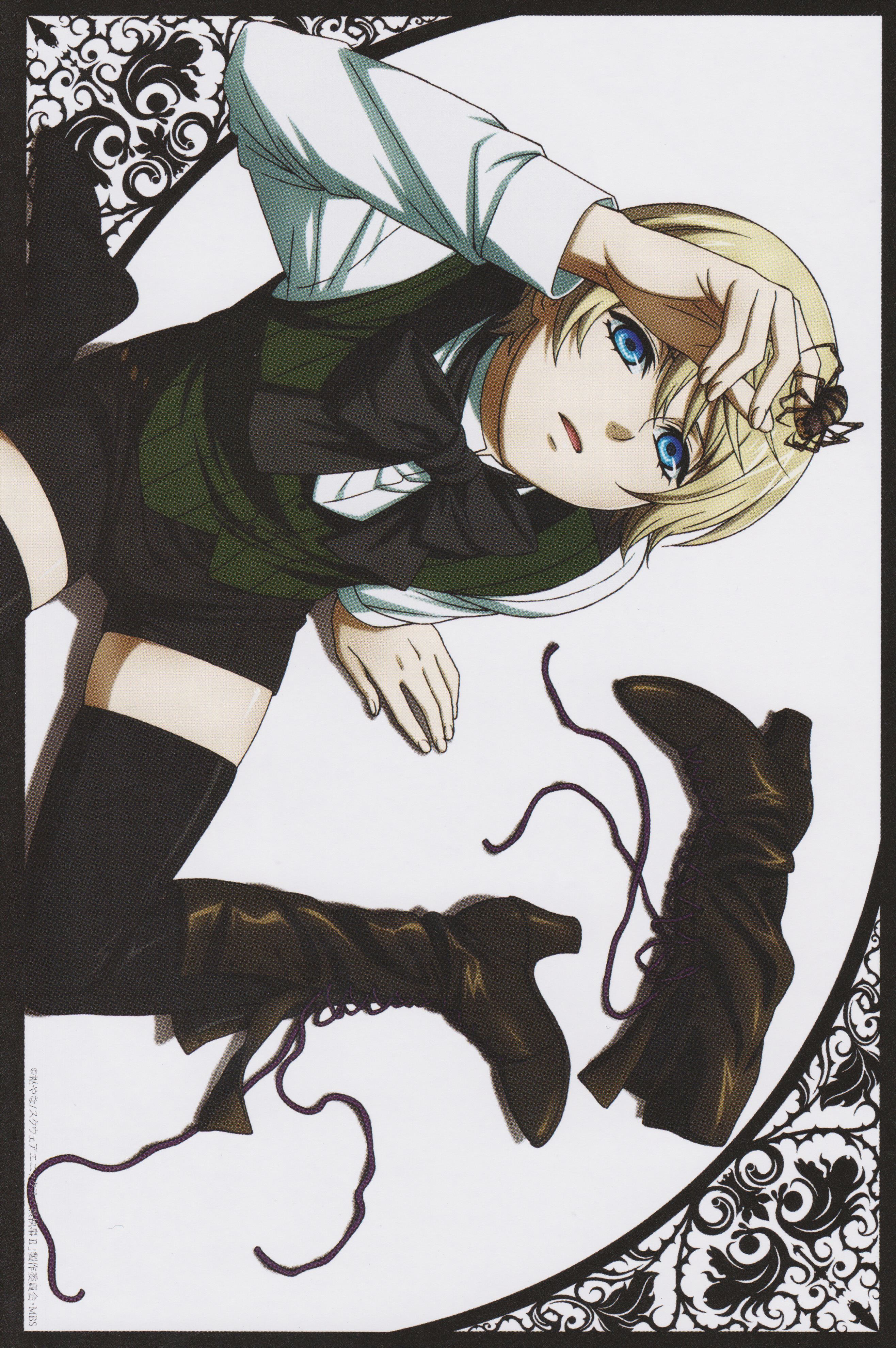 Oswald from Black Butler with a spider HD Phone Wallpaper