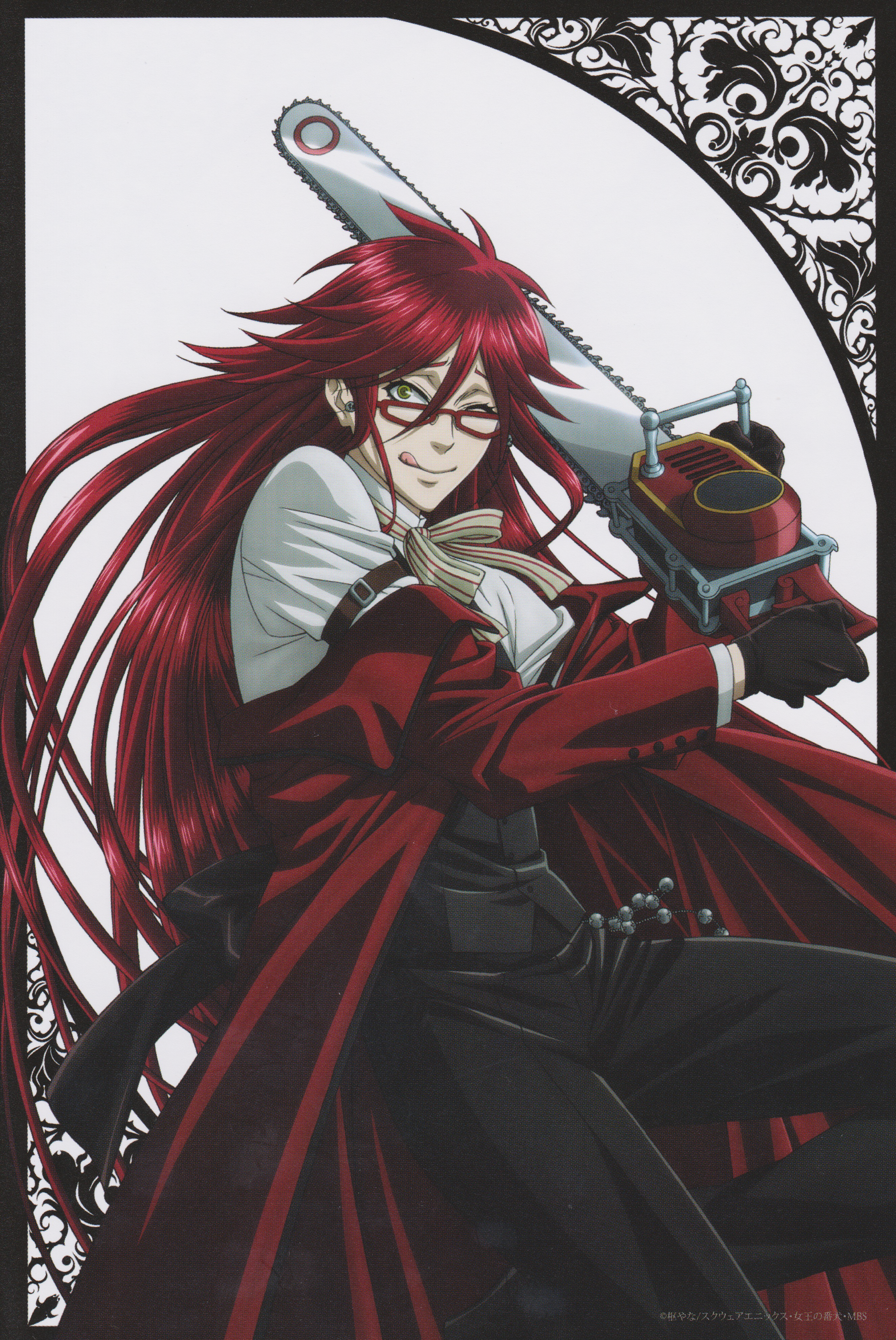 Grell Sutcliff from Black Butler with chainsaw HD Phone Wallpaper