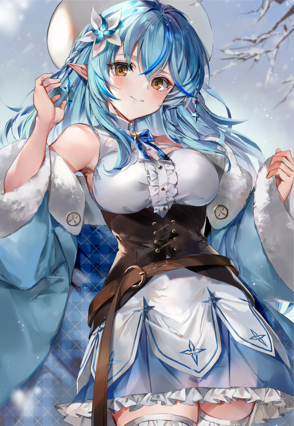 Yukihana Lamy from Hololive in winter attire HD Phone Wallpaper