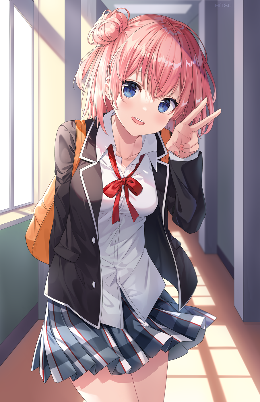 Yuigahama Yui in School Uniform Portrait HD Phone Wallpaper