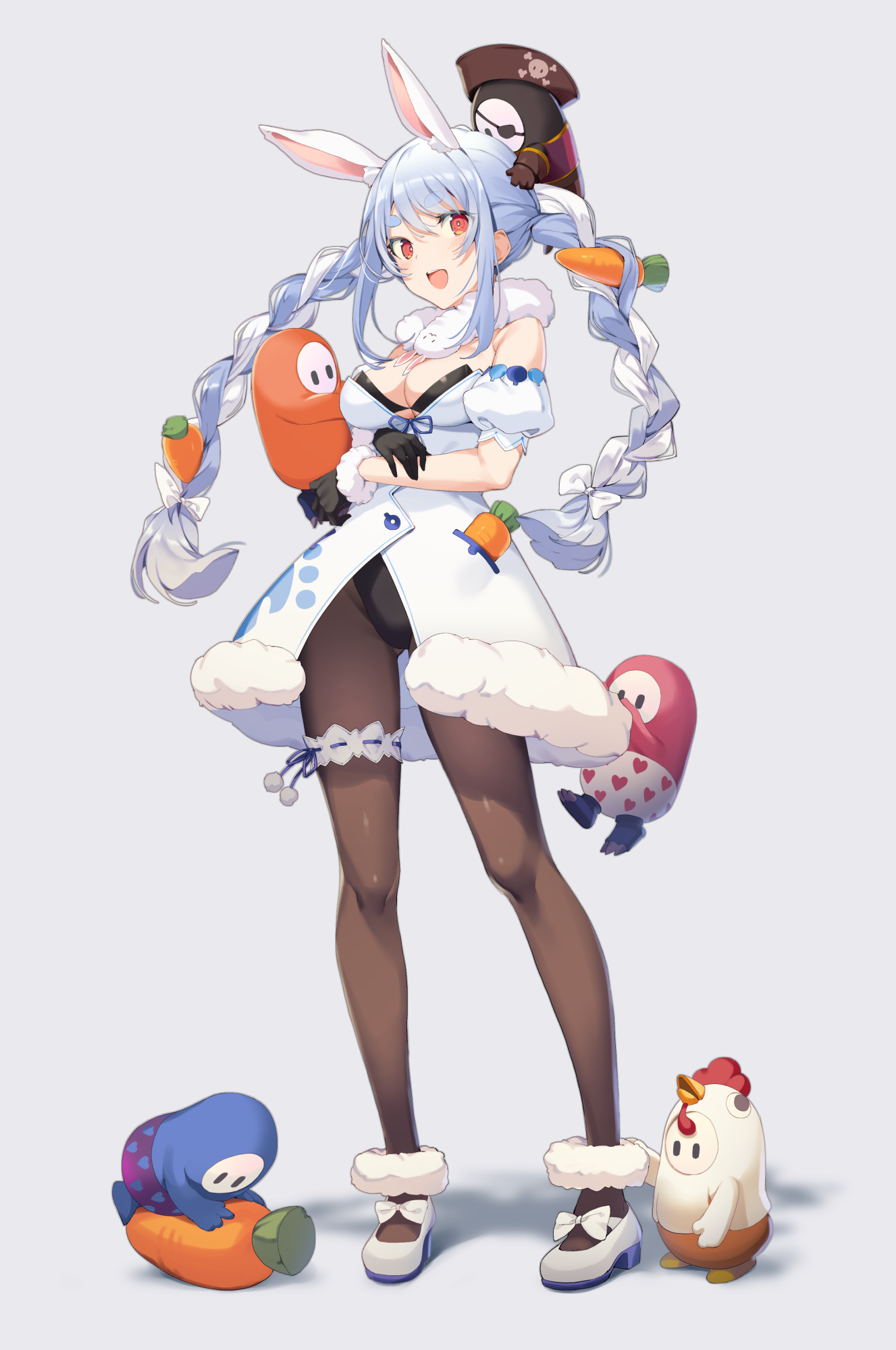 Usada Pekora from Hololive with Fall Guys characters HD Phone Wallpaper