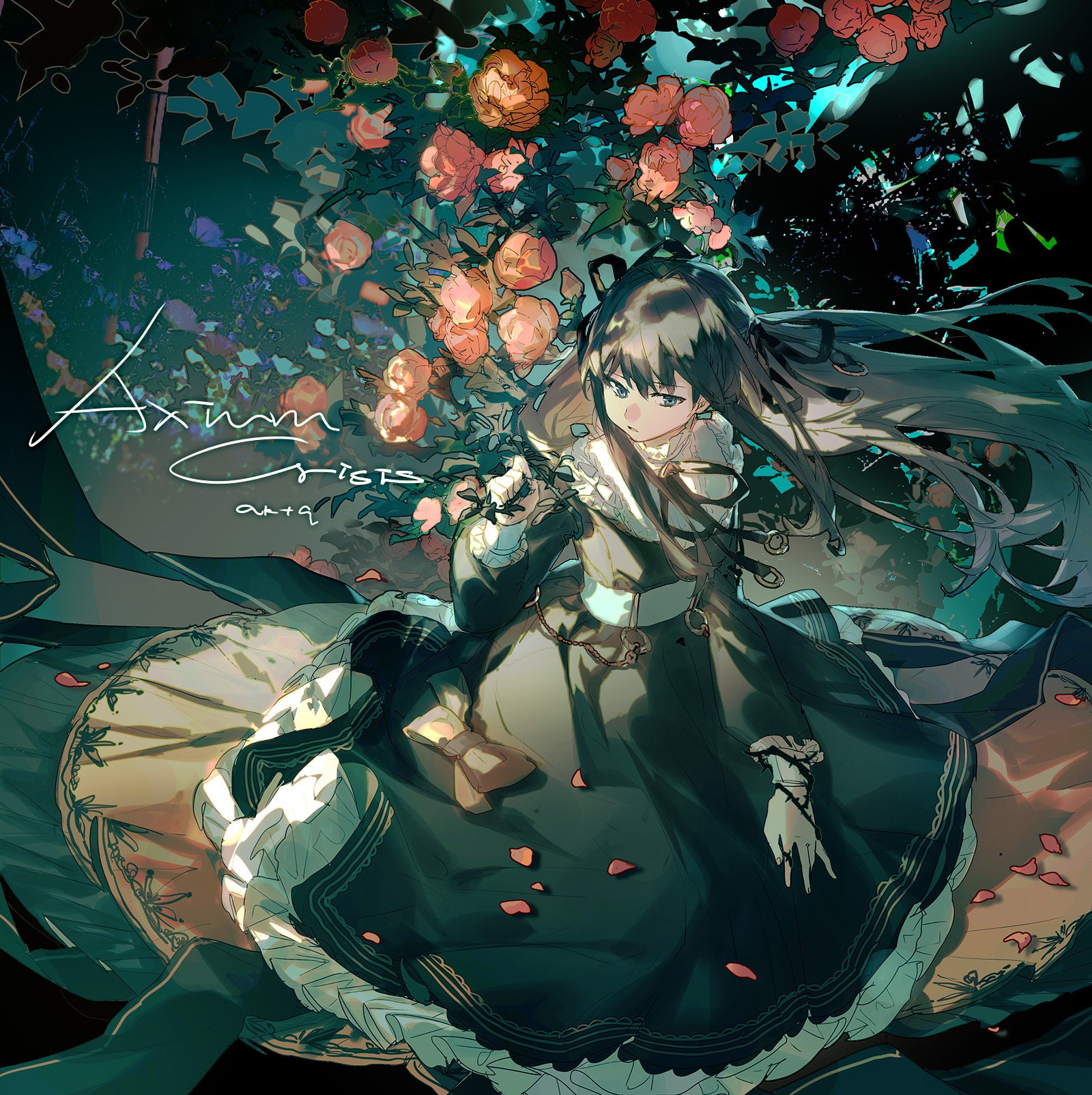 Anime girl with roses HD Phone Wallpaper