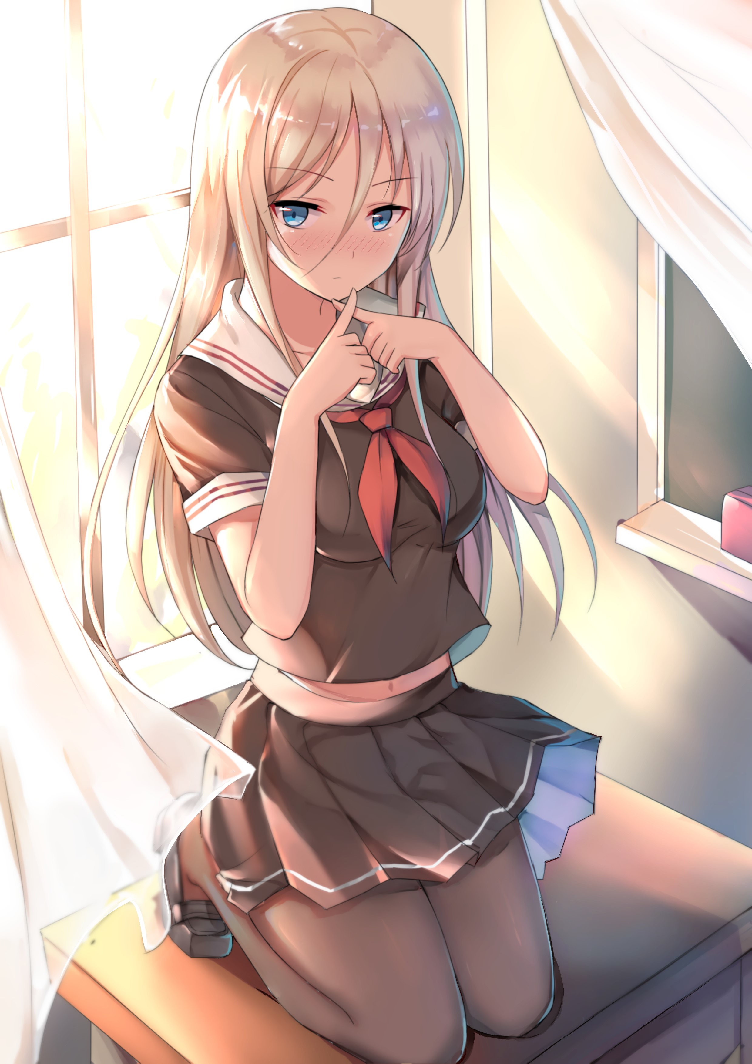 Bismarck from Azur Lane in a school uniform HD Phone Wallpaper