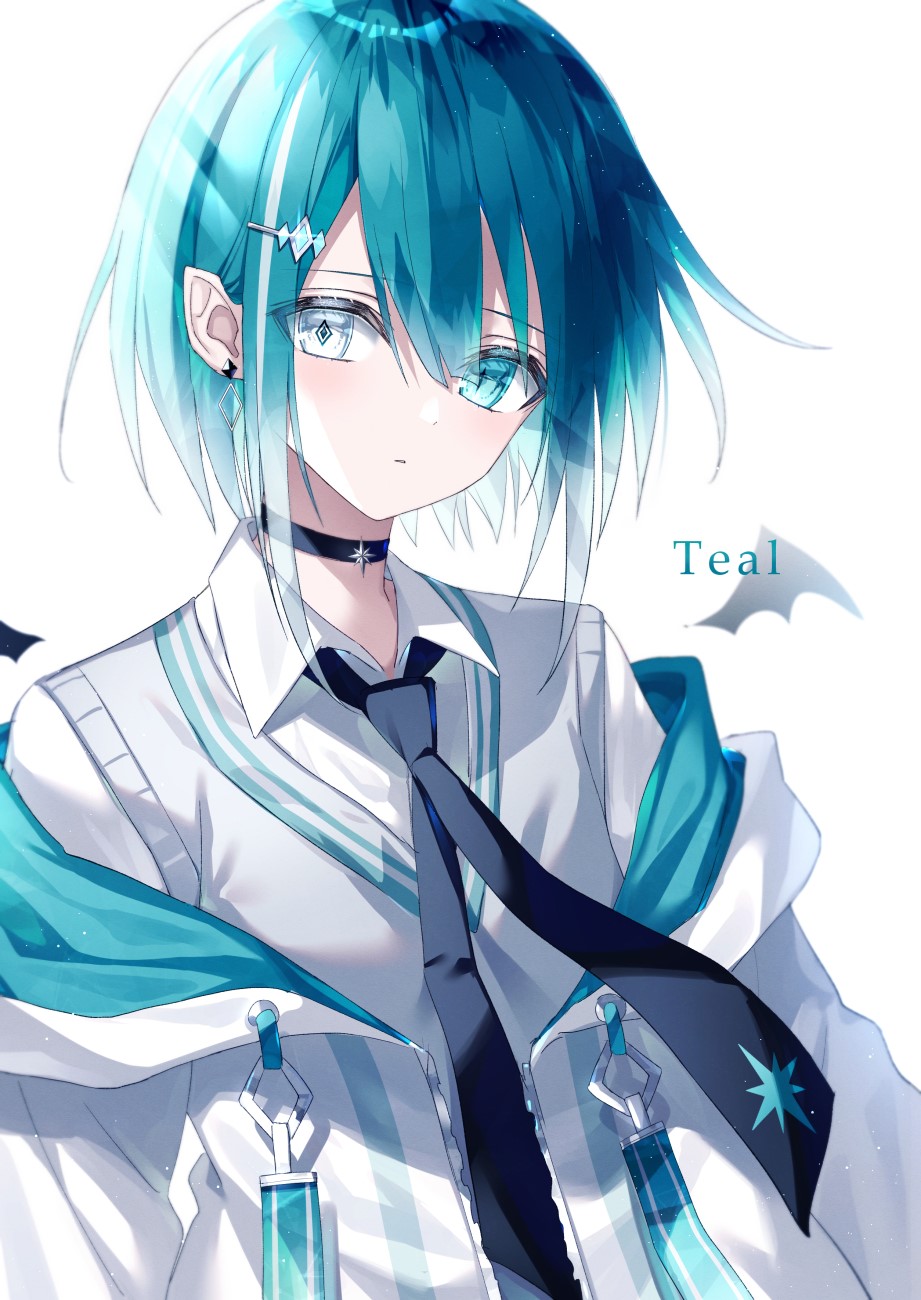 Anime artwork of a character with aqua hair and heterochromia HD Phone Wallpaper