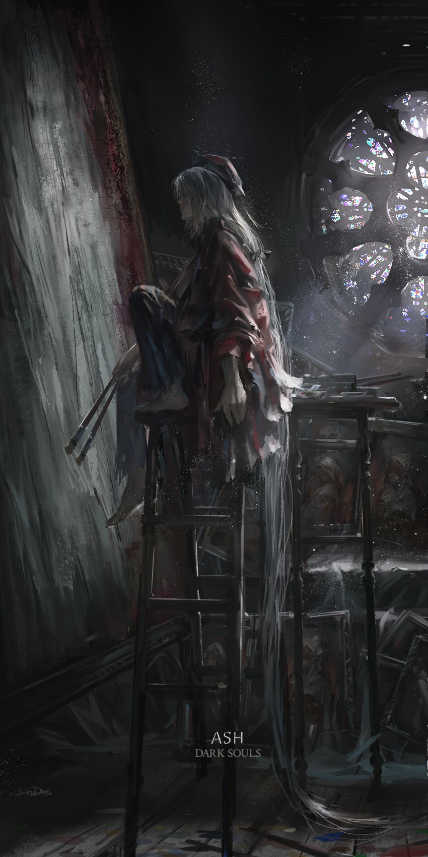 Ash from Dark Souls III painting HD Phone Wallpaper
