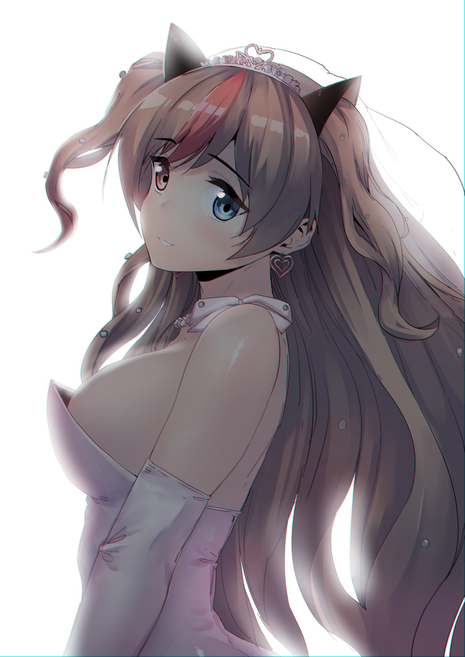 Anime girl with heterochromia and cat ears HD Phone Wallpaper