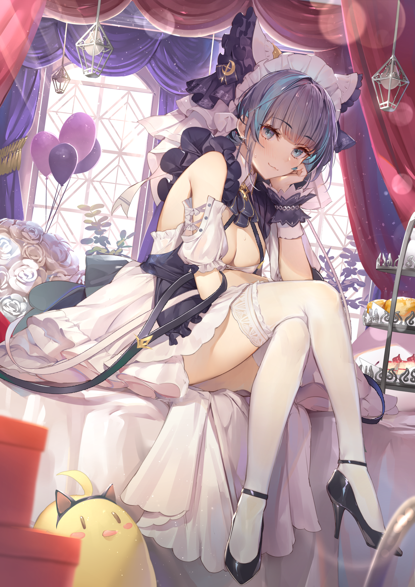 Cheshire from Azur Lane in a maid outfit HD Phone Wallpaper