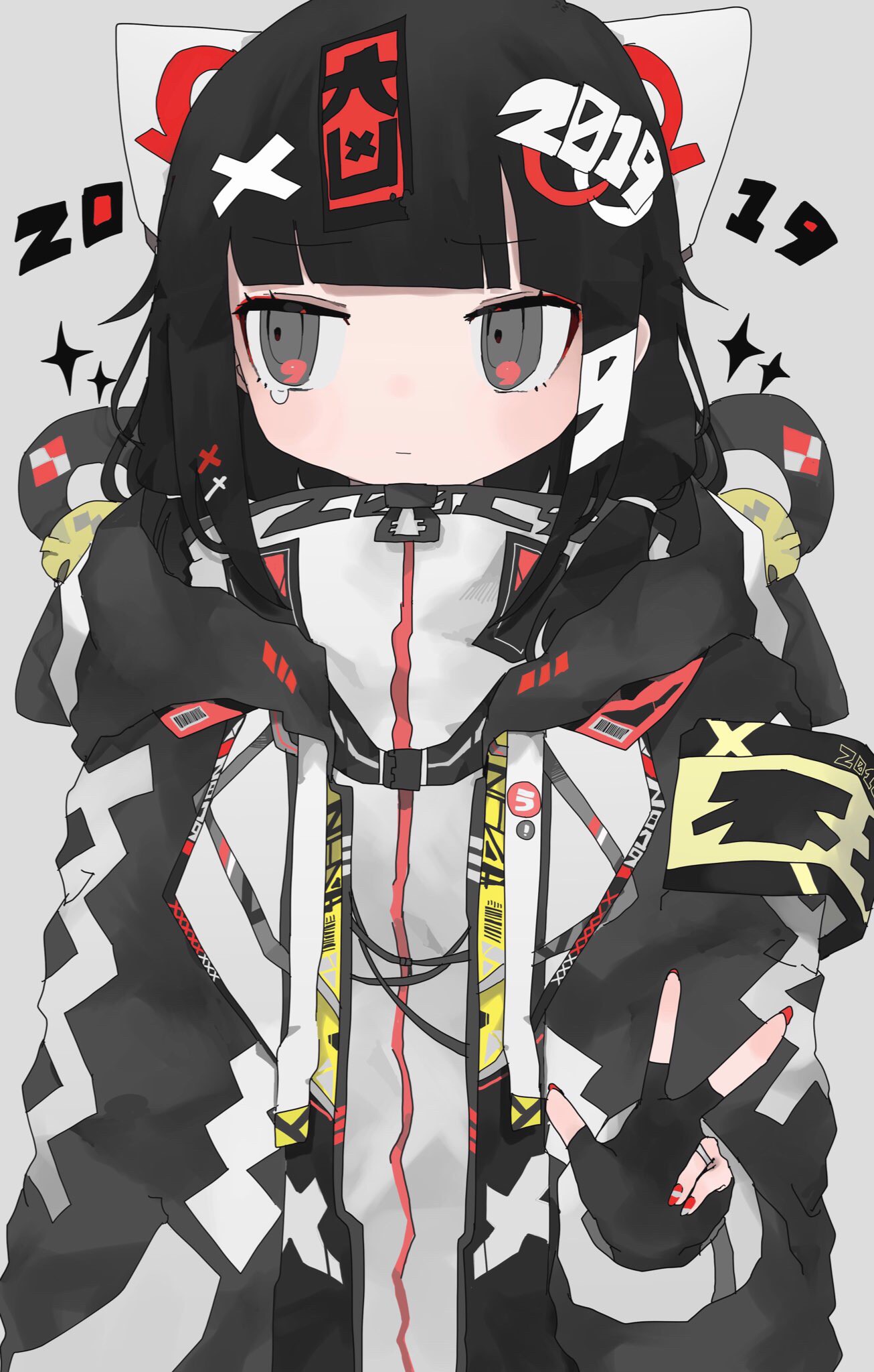 Anime girl with black hair and 2019 text HD Phone Wallpaper