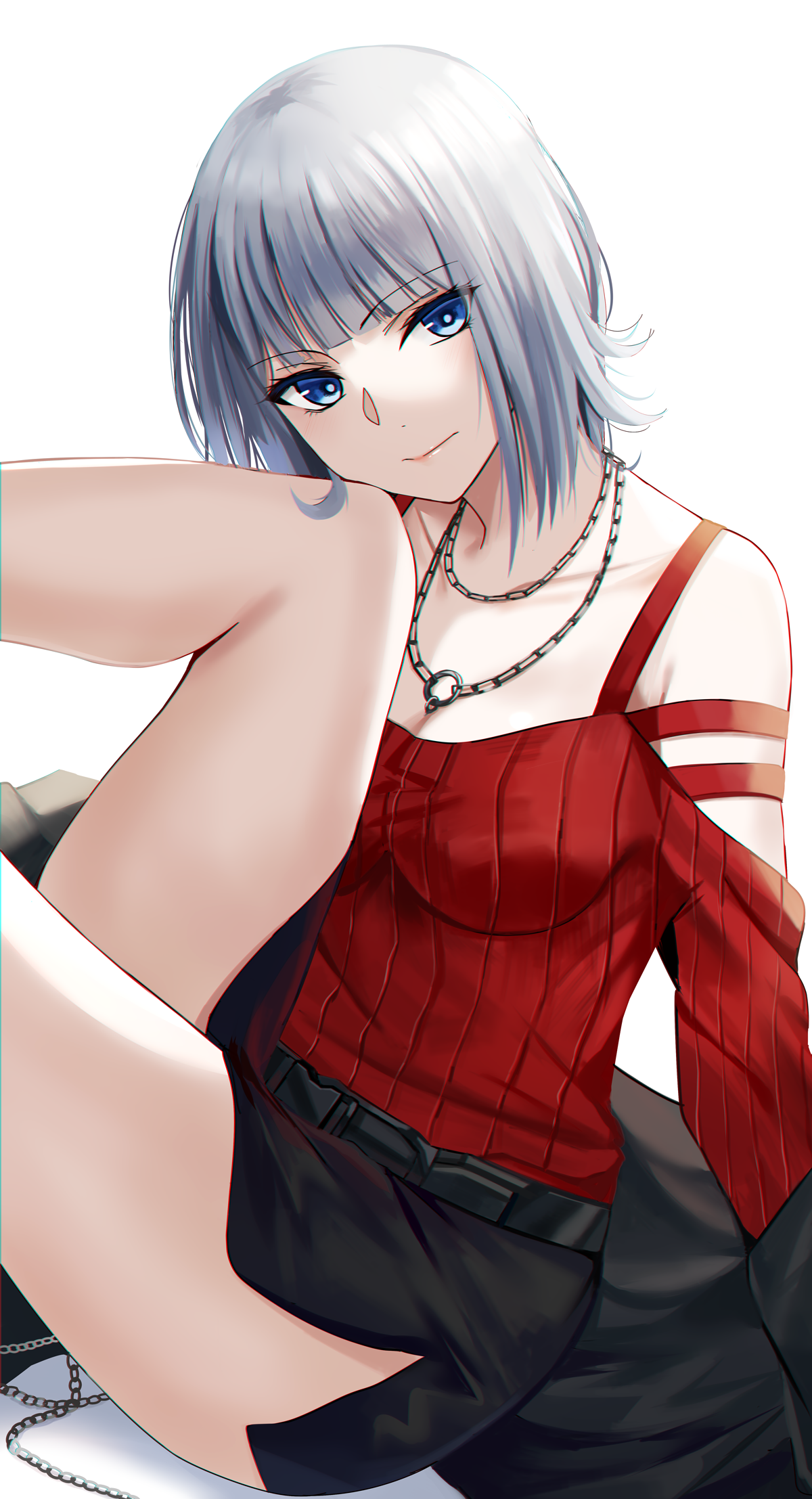 Anime girl with silver hair and blue eyes HD Phone Wallpaper