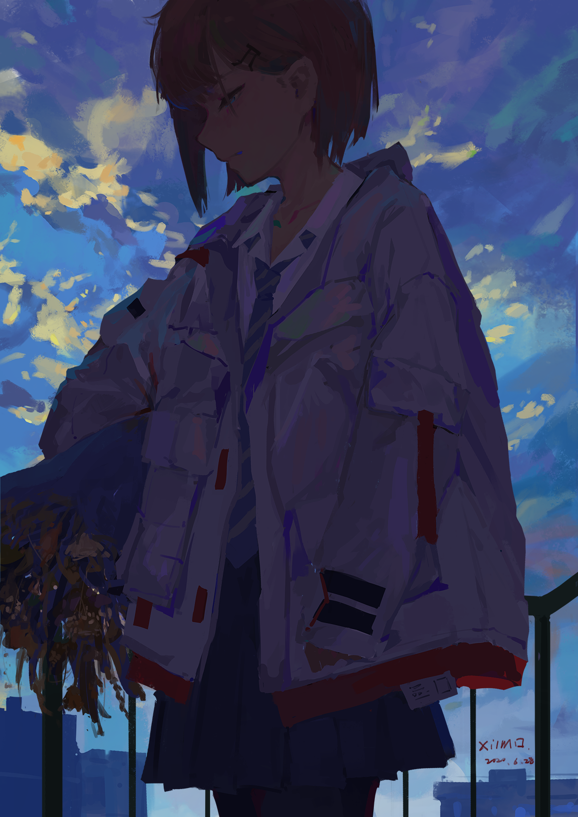 Anime girl with flowers by XilmO HD Phone Wallpaper