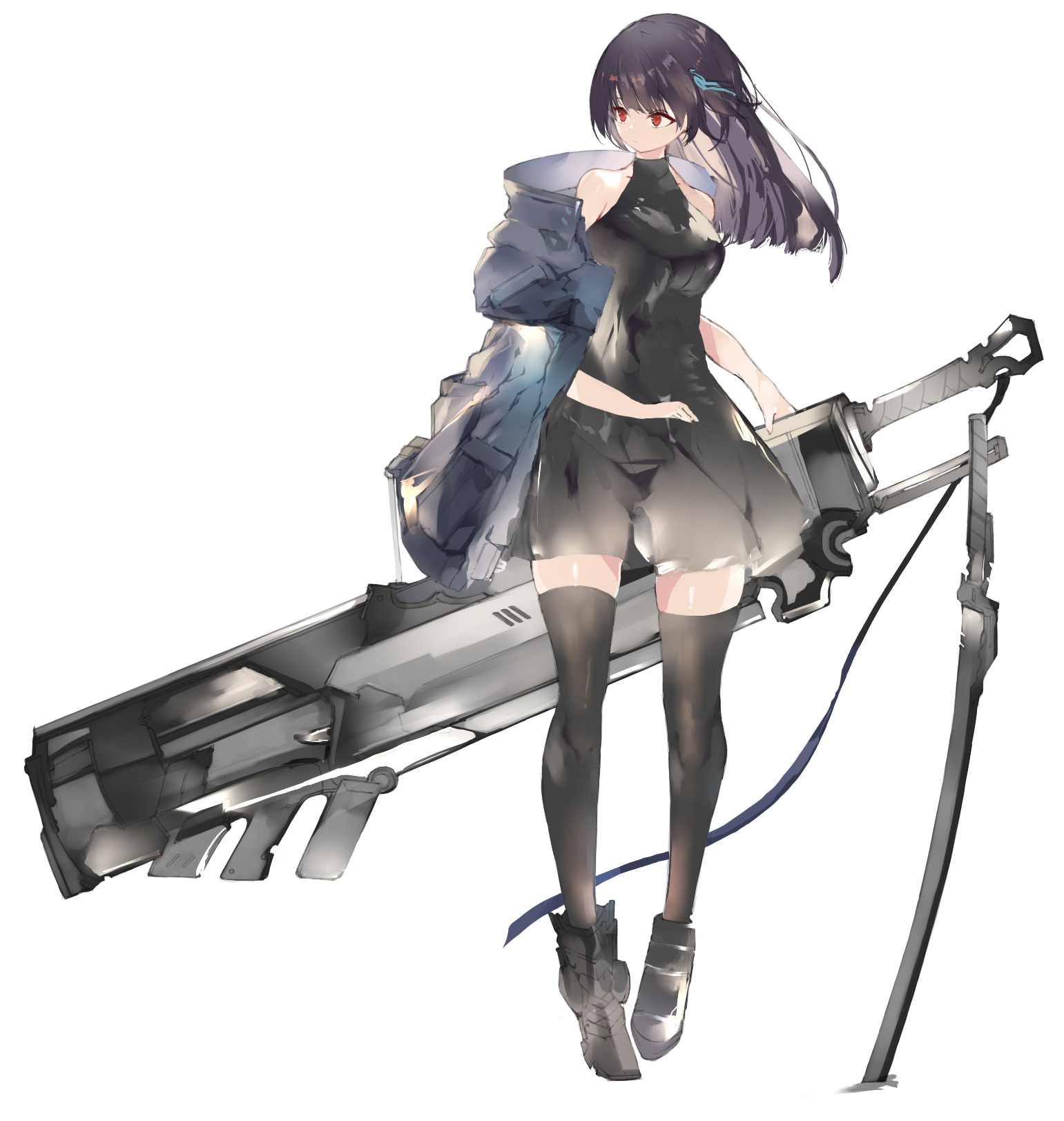 Anime girl with large weapon HD Phone Wallpaper