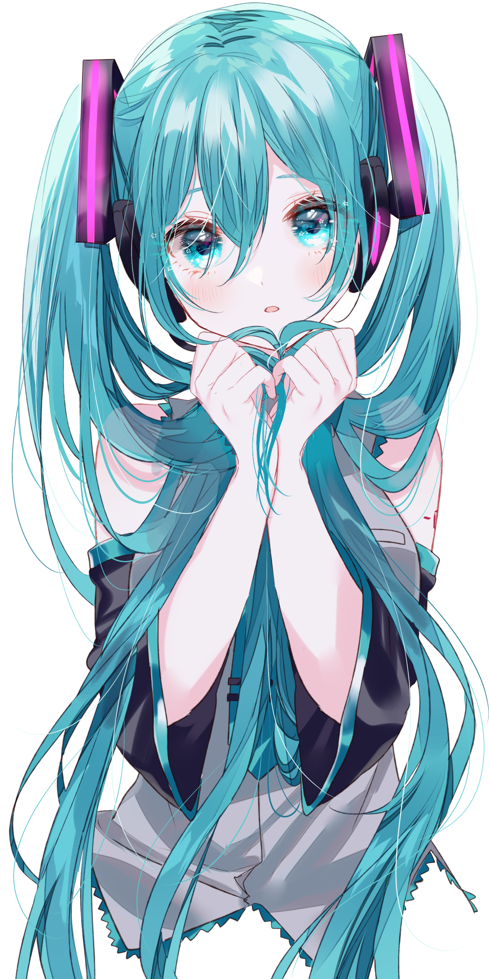 Hatsune Miku Digital Portrait Artwork HD Phone Wallpaper
