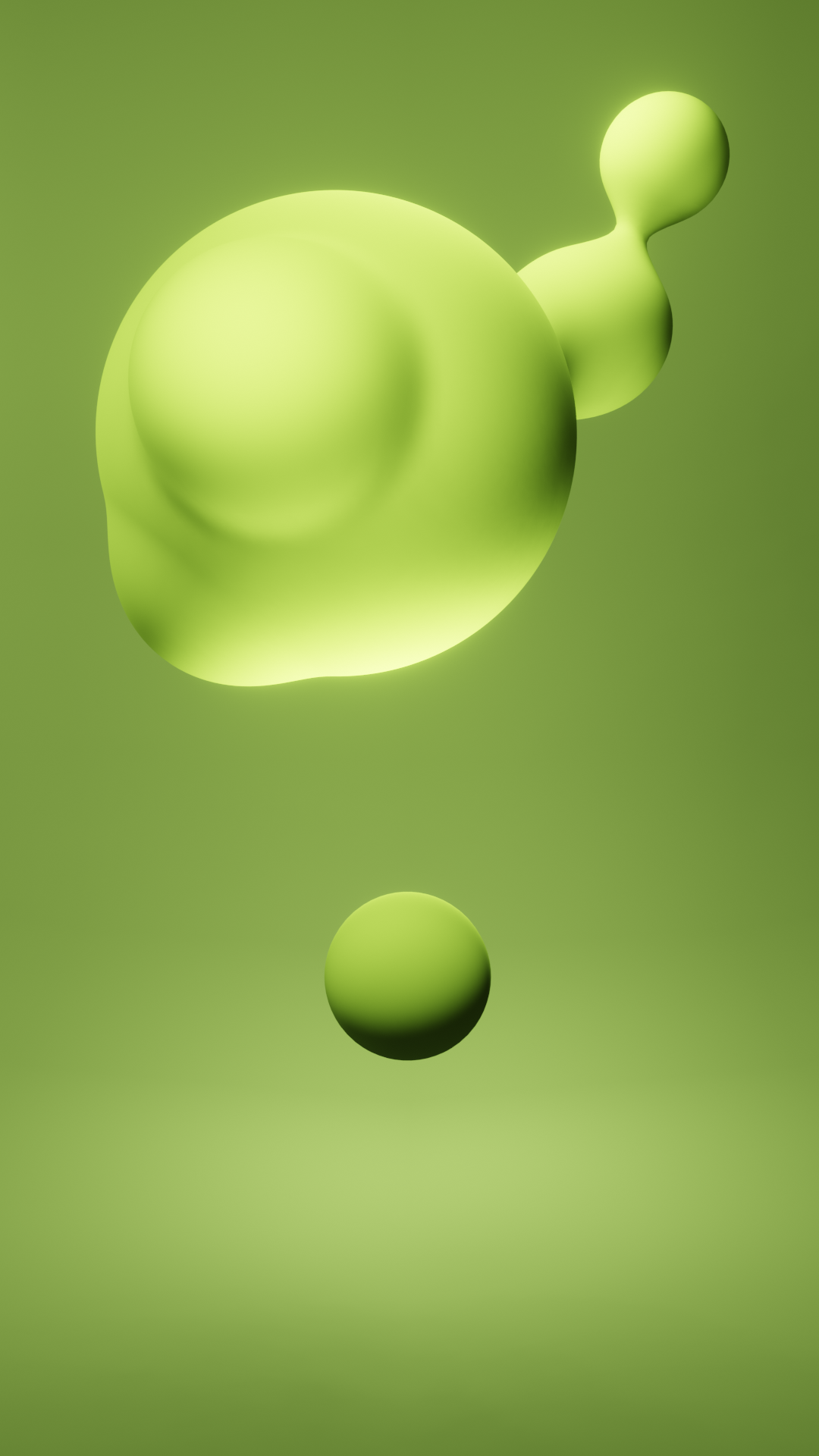 Green blobs and sphere in abstract 3D render HD Phone Wallpaper