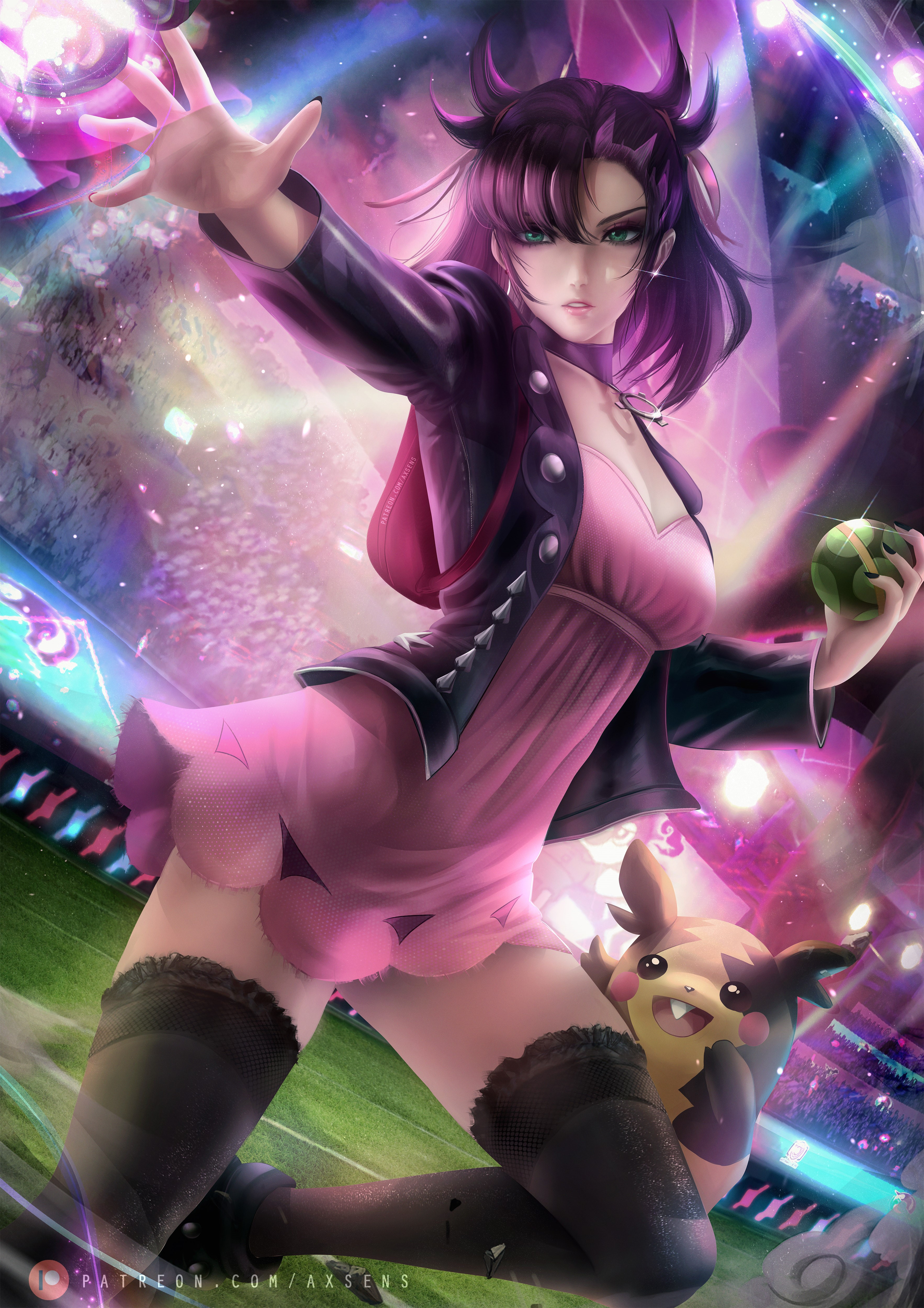 Marnie from Pokemon with Morpeko HD Phone Wallpaper