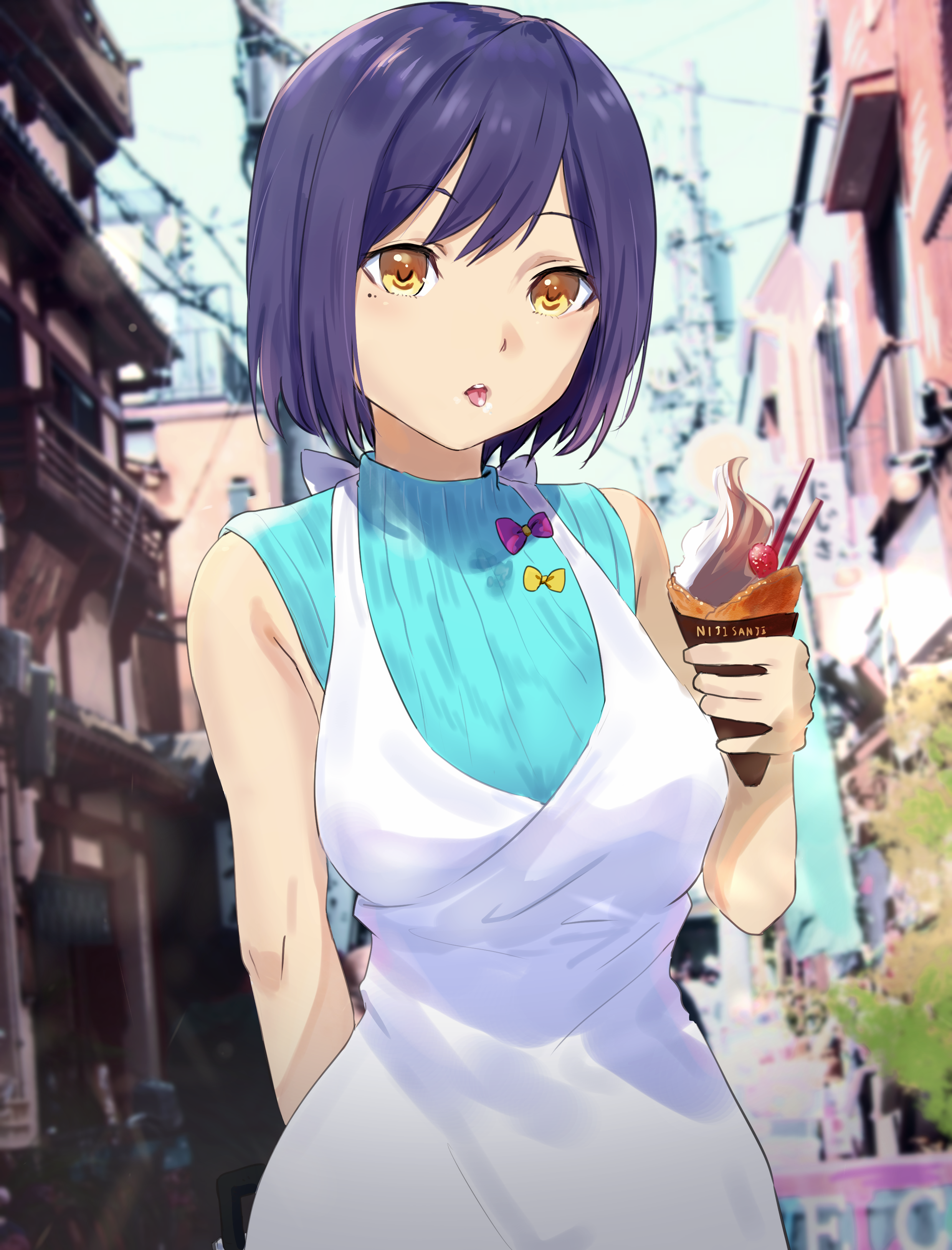 Misaki Nonaka holding ice cream HD Phone Wallpaper