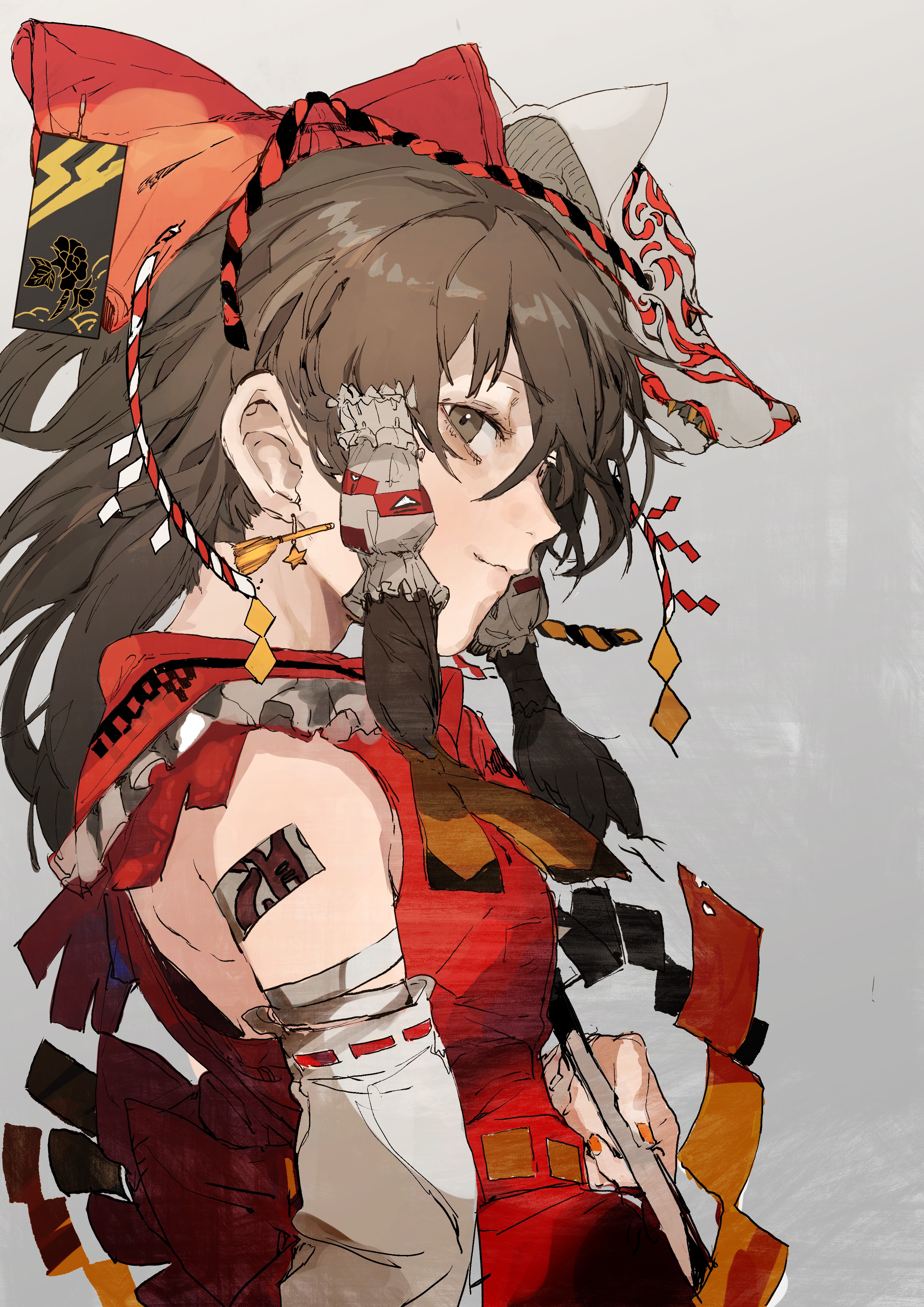 Reimu Hakurei from Touhou Project anime art HD Phone Wallpaper