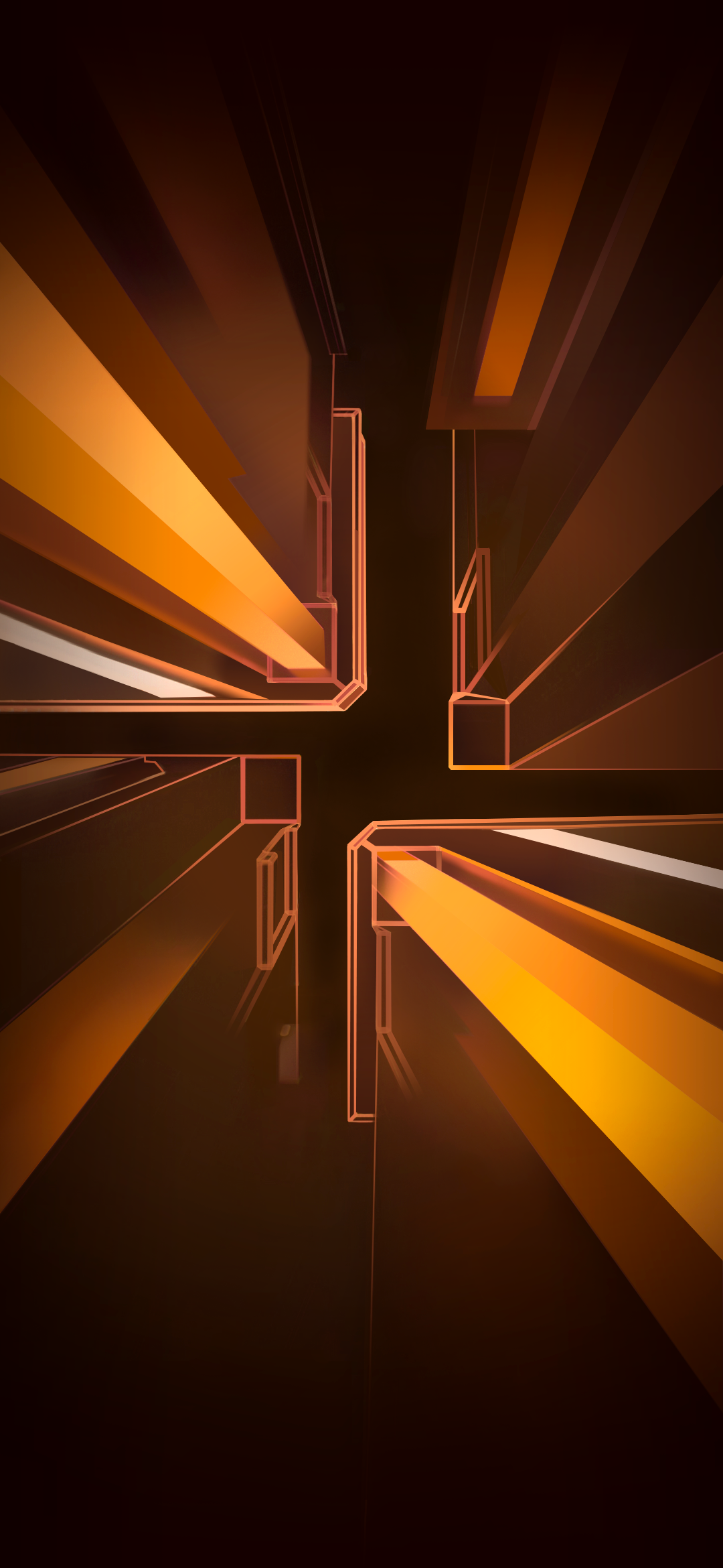 Abstract digital art with orange geometric shapes HD Phone Wallpaper