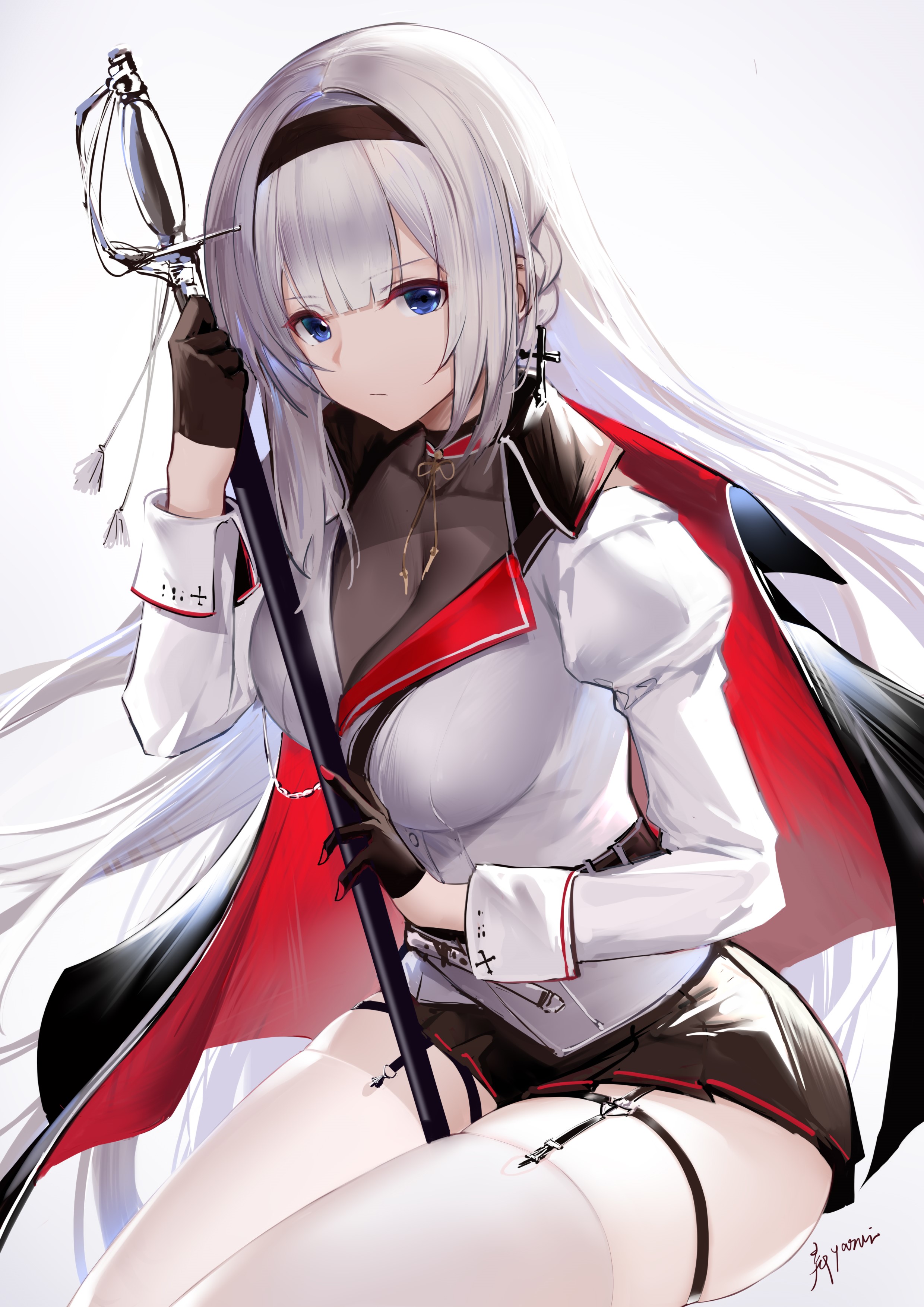 Mainz from Azur Lane holding a sword HD Phone Wallpaper