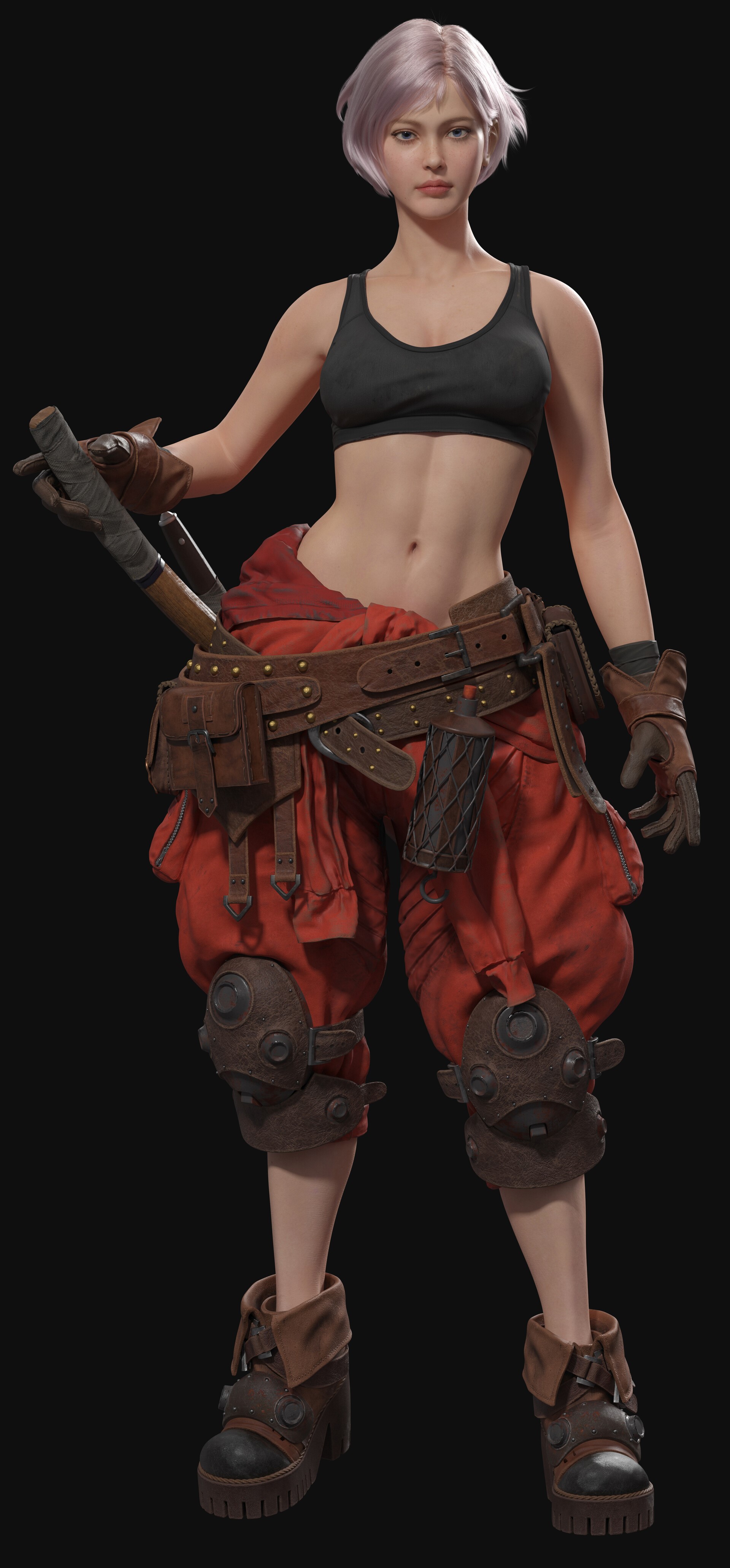 Fantasy girl with tools and weapons HD Phone Wallpaper