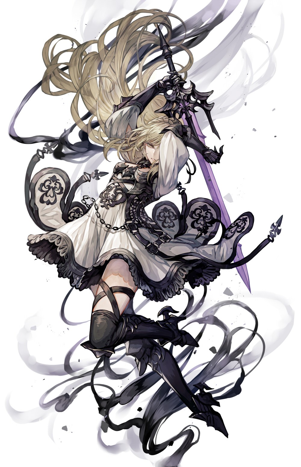 Anime girl with blonde hair and sword HD Phone Wallpaper