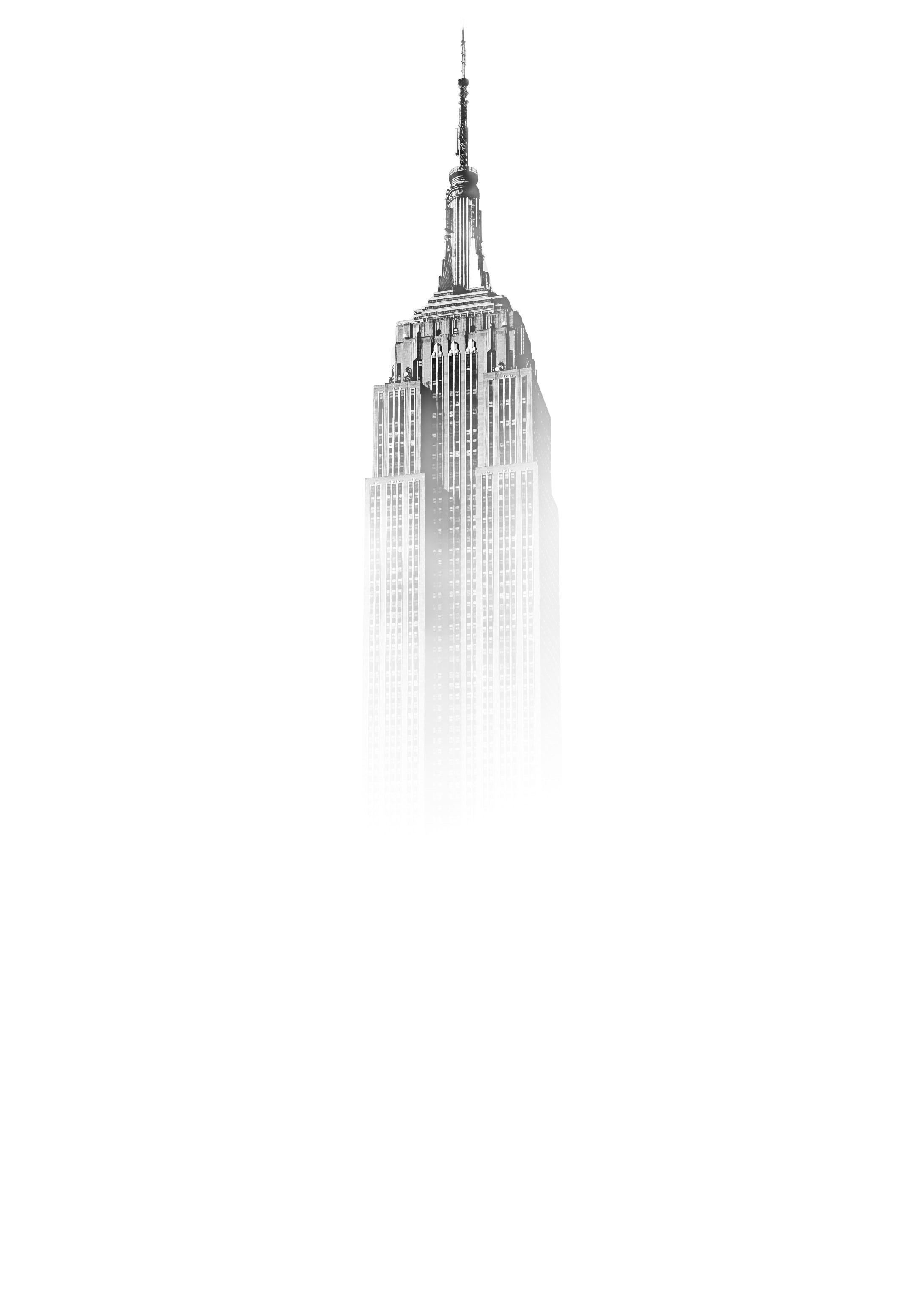 Empire State Building in fog, monochrome HD Phone Wallpaper