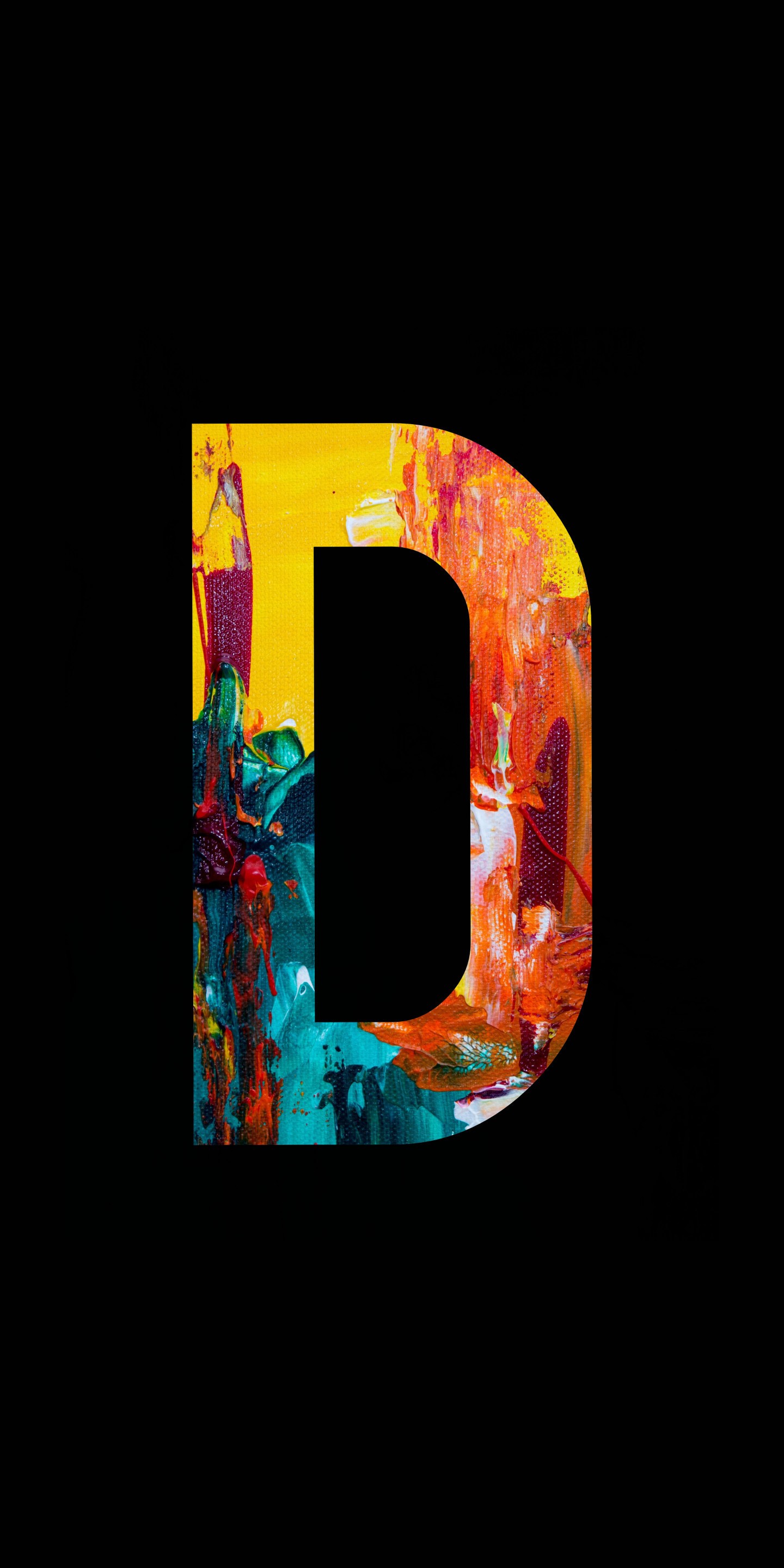 Letter D with abstract paint strokes HD Phone Wallpaper