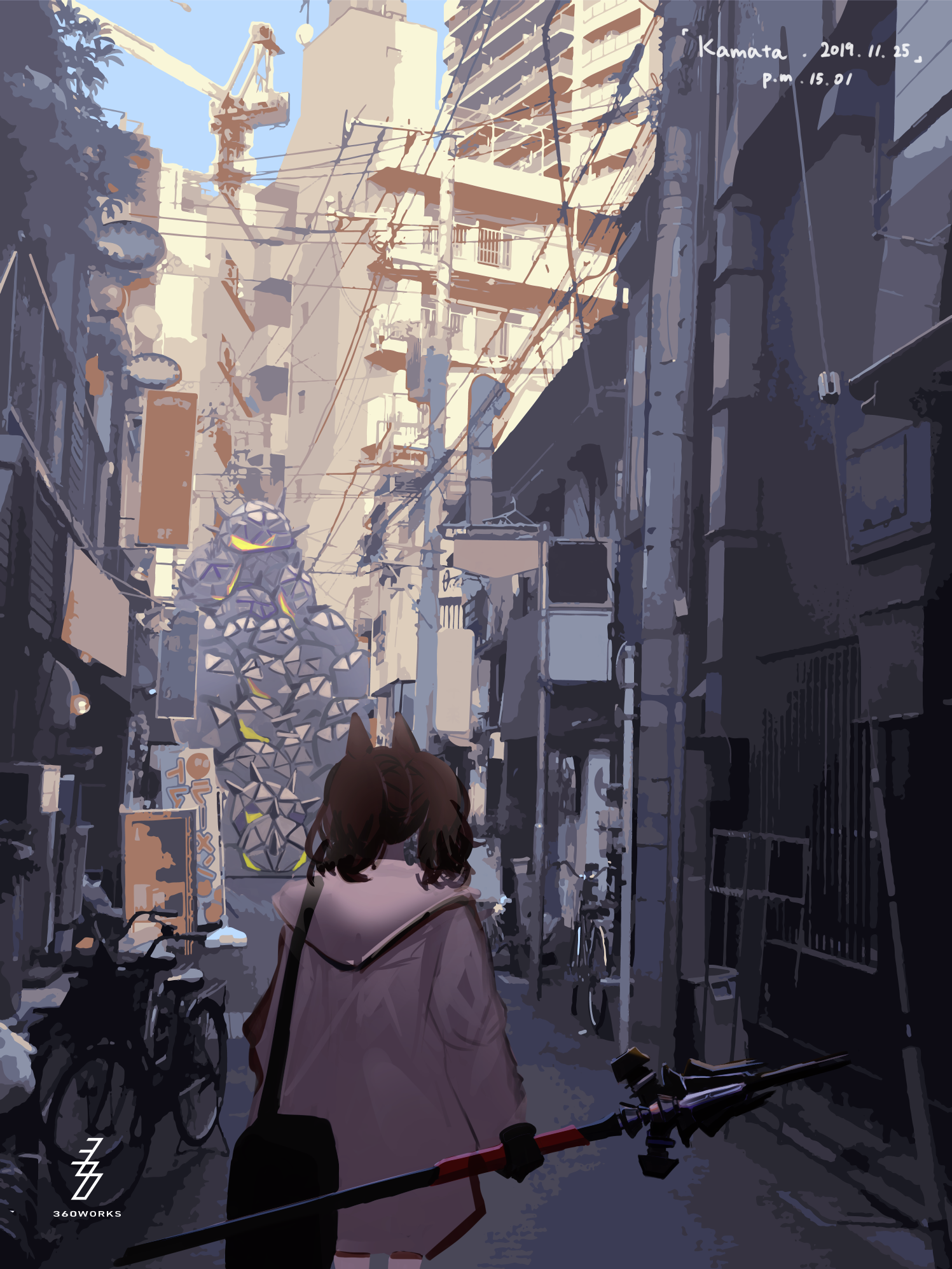 Angelina from Arknights in Kamata street HD Phone Wallpaper