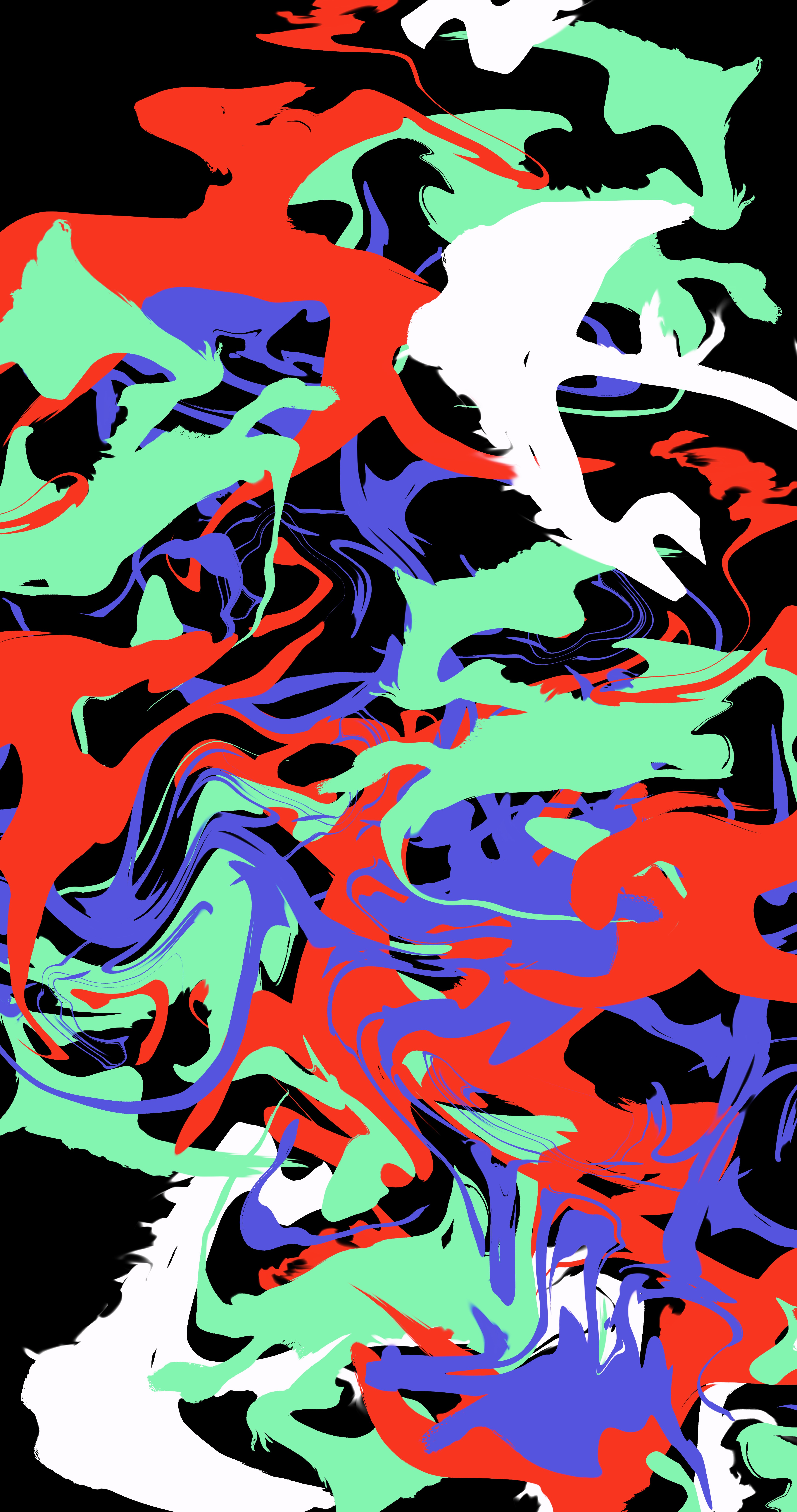 Abstract colorful fluid brush strokes on black background HD Phone Wallpaper