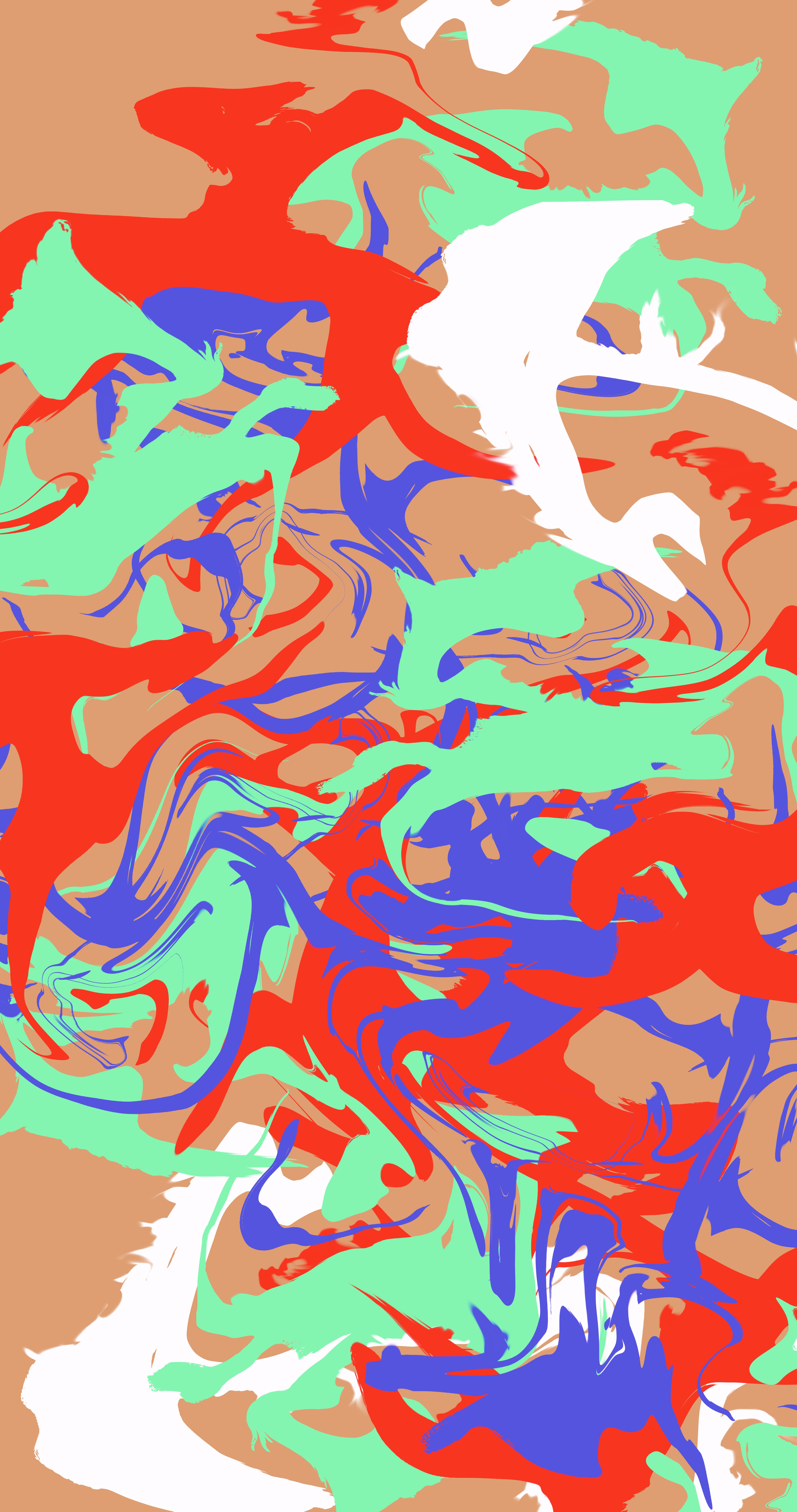 Abstract fluid digital art with pastel colors HD Phone Wallpaper