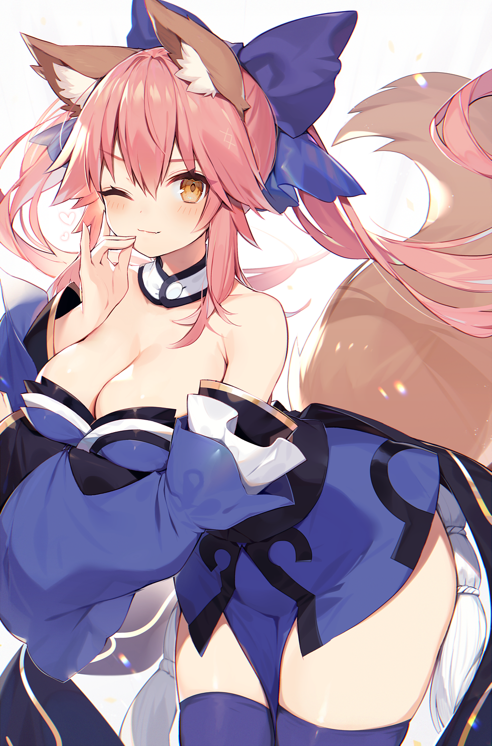 Tamamo no Mae from Fate Series in Blue Outfit HD Phone Wallpaper
